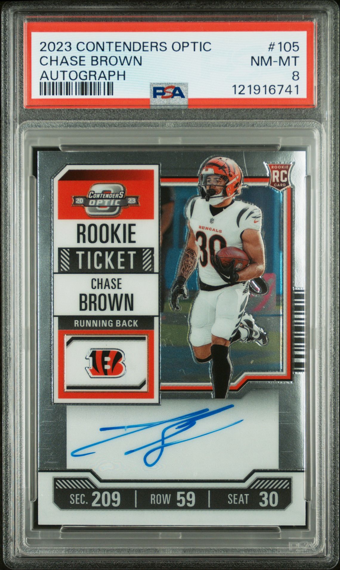2023 Panini Contenders Optic Chase Brown #105 (Autograph) Nm-Mt 8 front