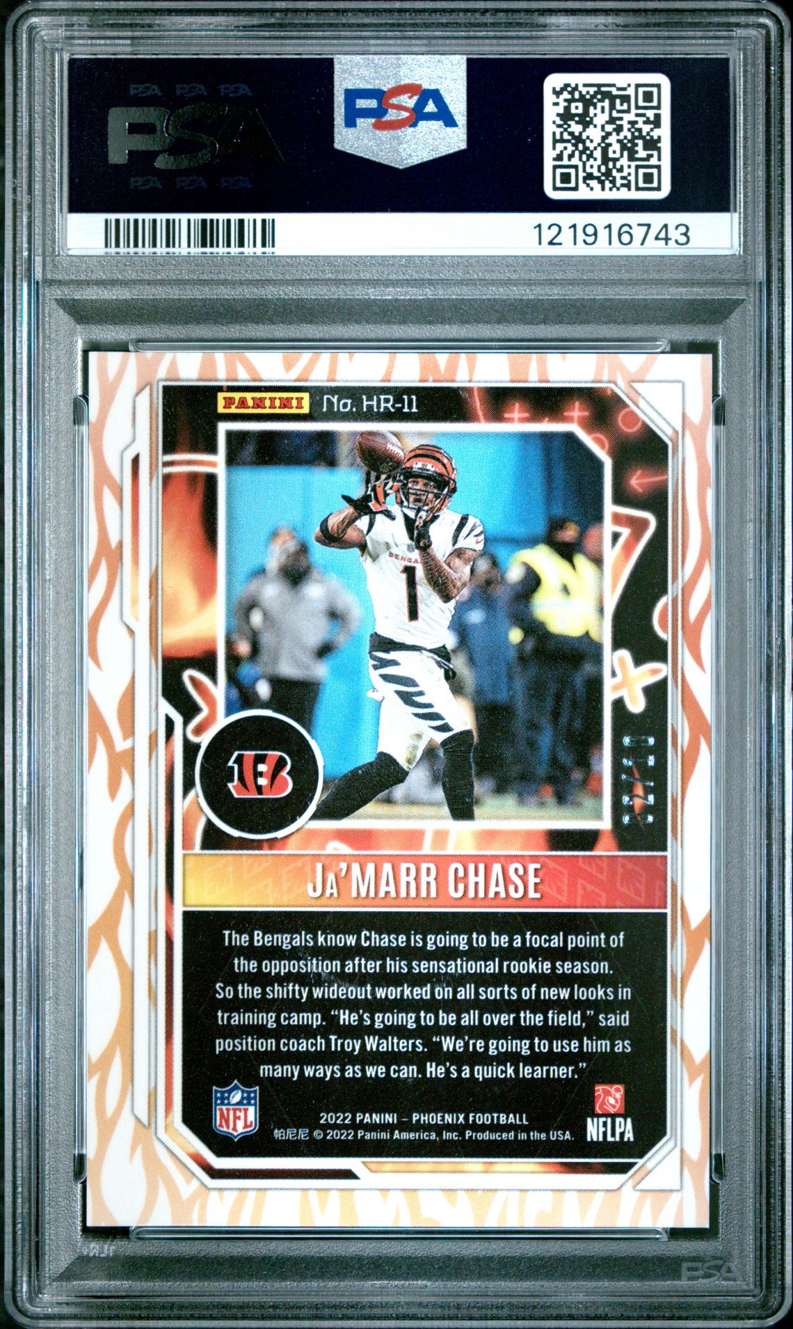 2022 Panini Phoenix Hot Routes Ja'marr Chase #Hr11 (Hot Routes-Black) Mint 9 back