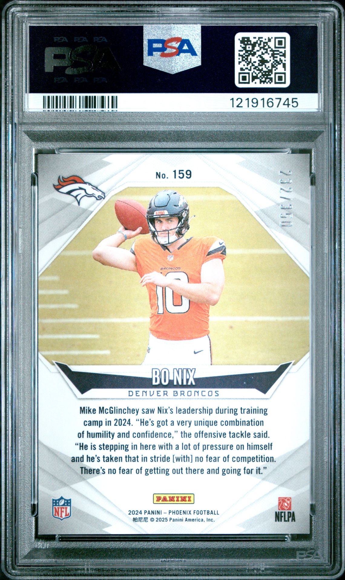 2024 Panini Phoenix Bo Nix #159 (Fireburst) Mint 9 back