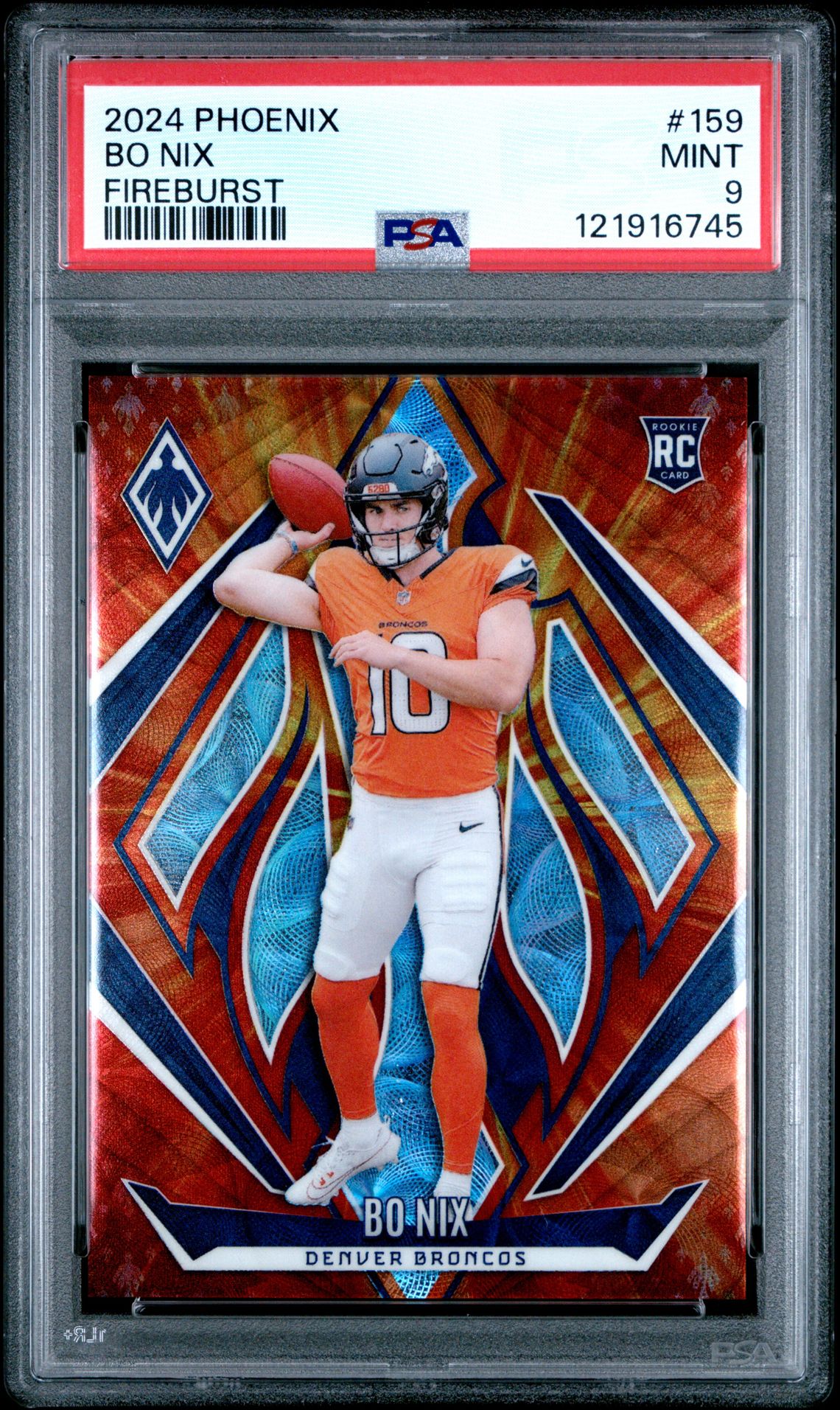 2024 Panini Phoenix Bo Nix #159 (Fireburst) Mint 9 front