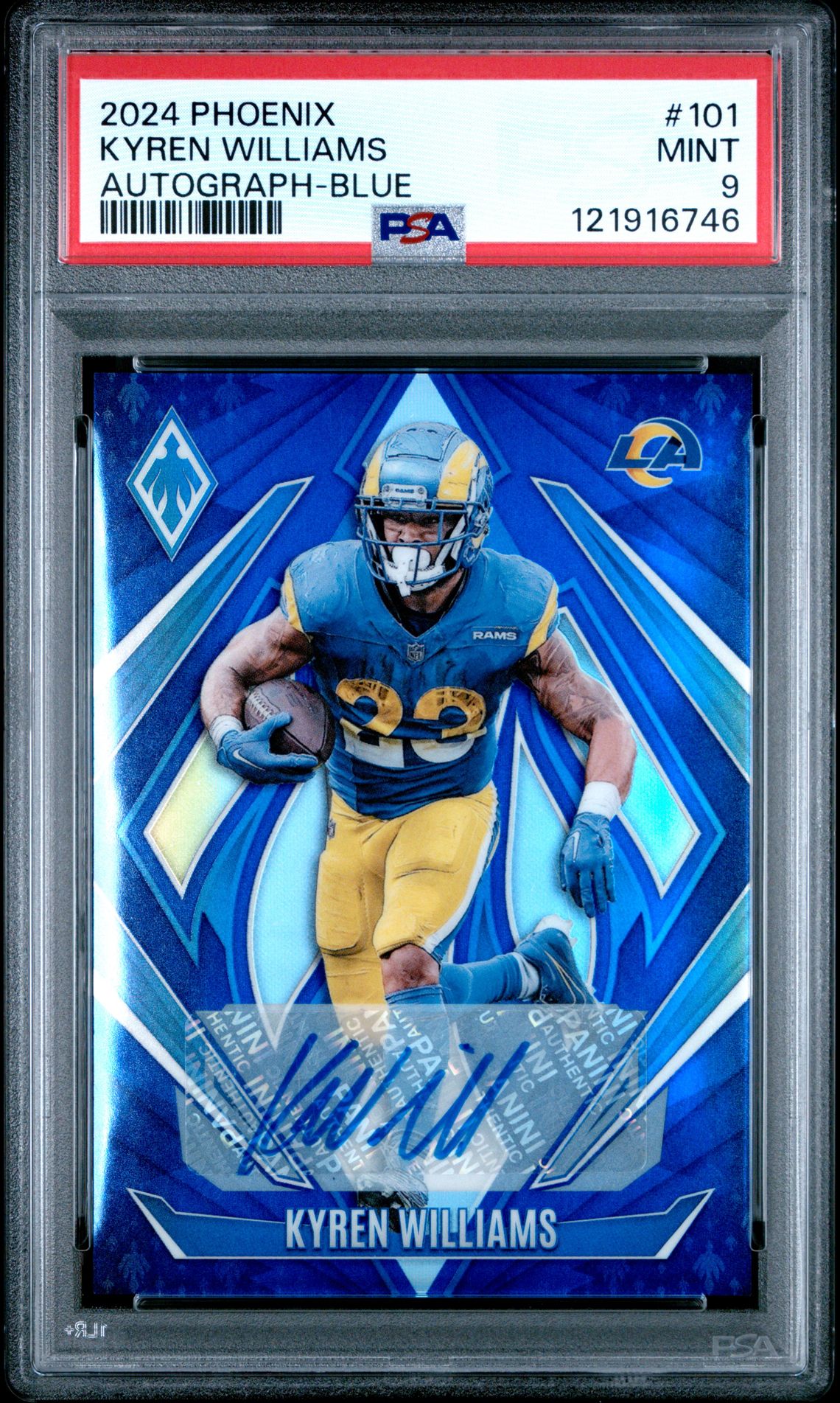 2024 Panini Phoenix Kyren Williams #101 (Autograph-Blue) Mint 9 front