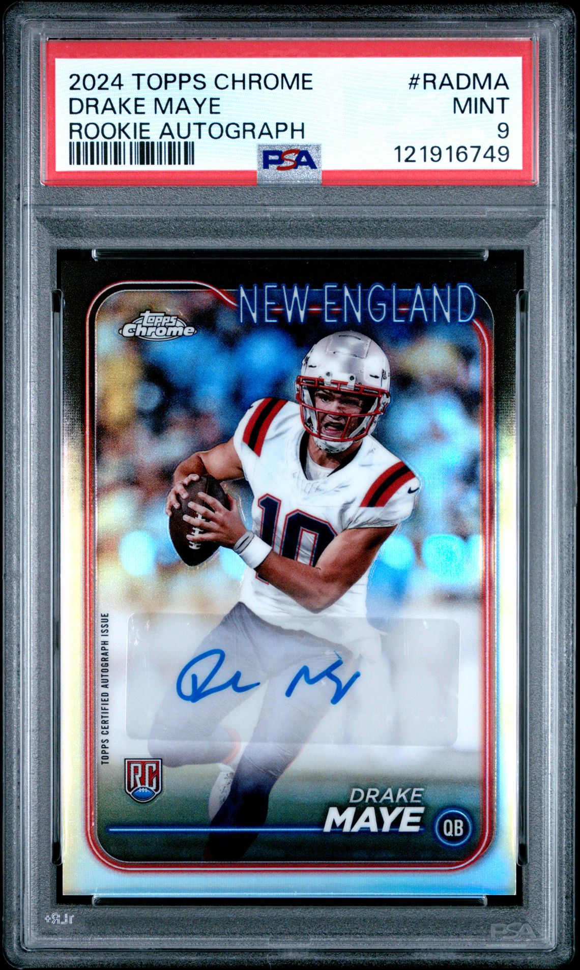 2024 Topps Chrome Rookie Autographs Variations Drake Maye #Radma Mint 9 front