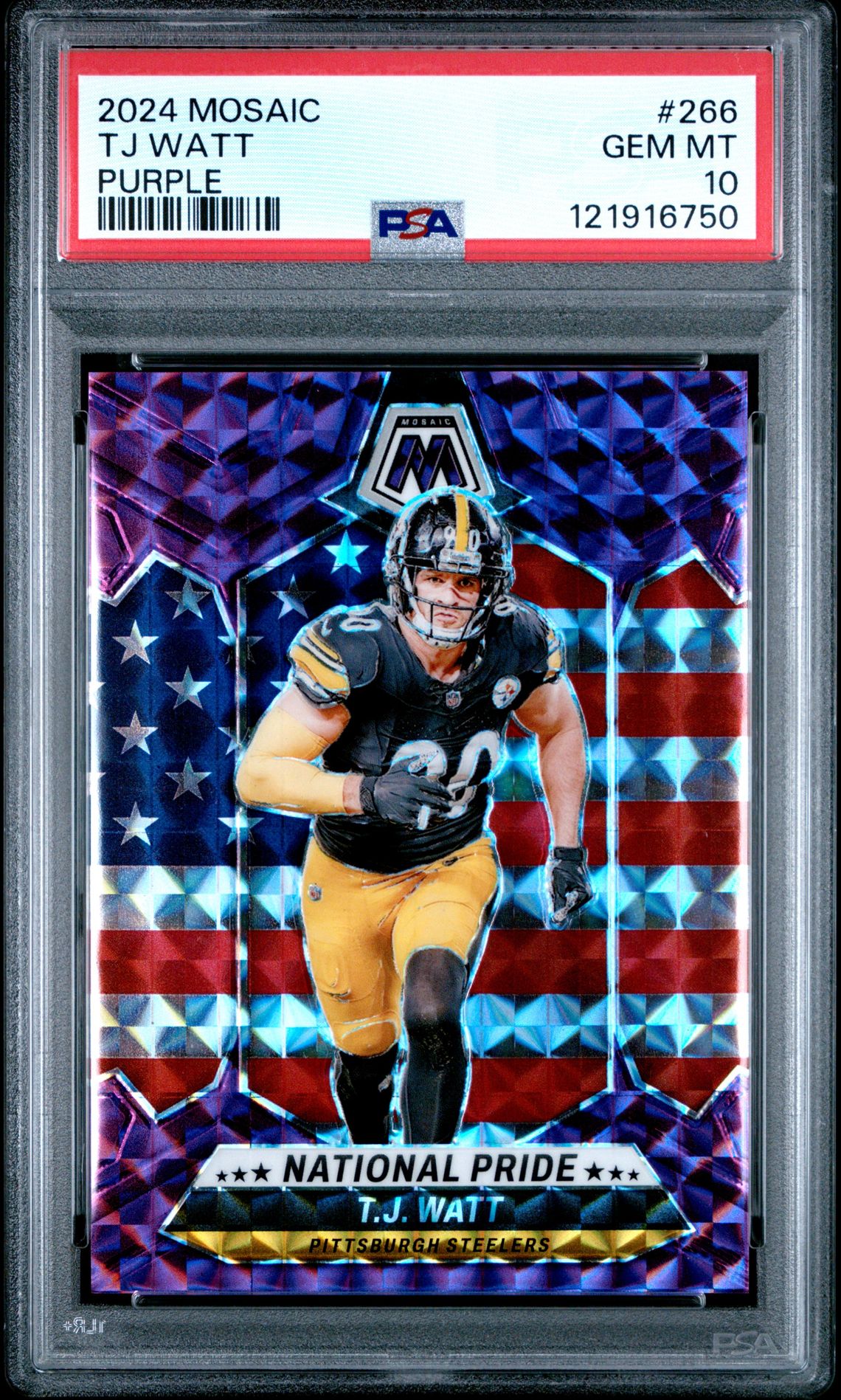 2024 Panini Mosaic Tj Watt #266 (Purple) Gem Mt 10 front