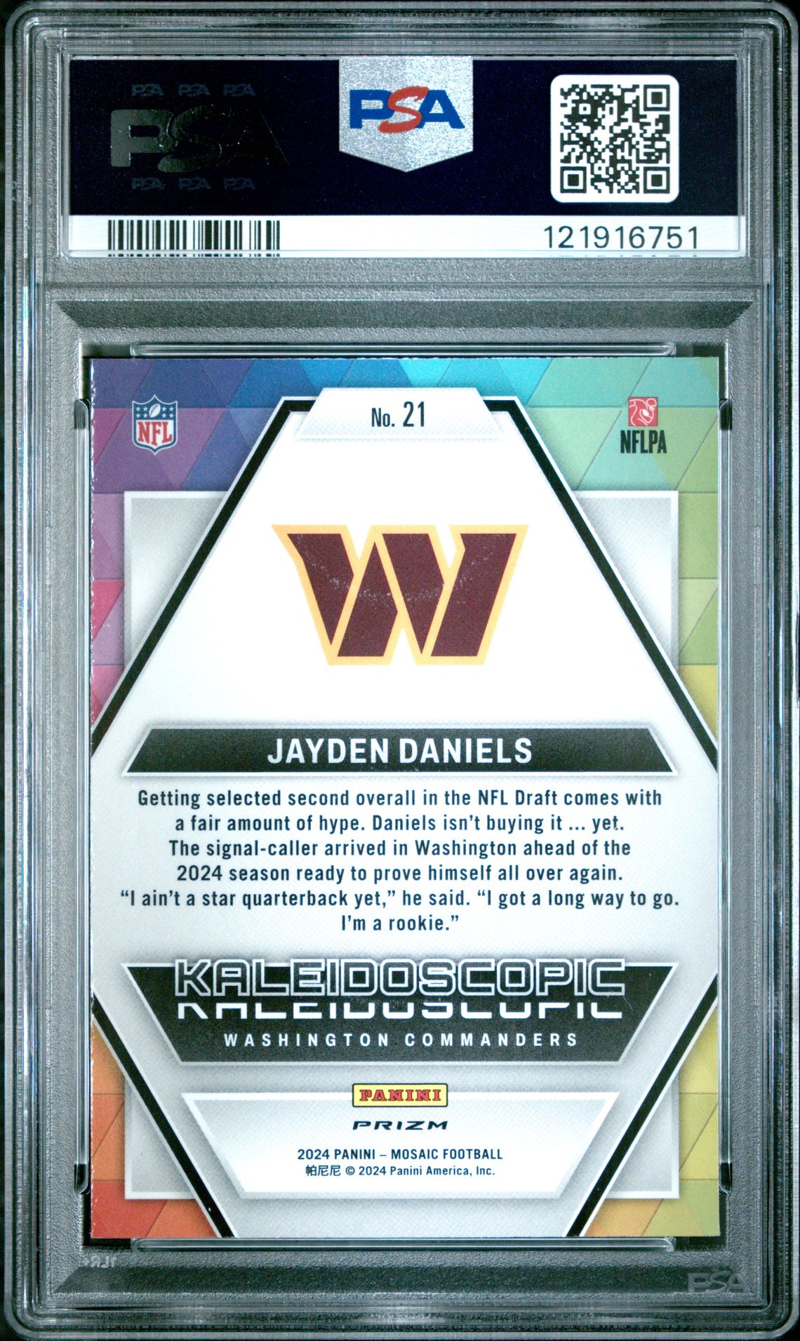 2024 Panini Mosaic Kaleidoscopic Jayden Daniels #21 Mint 9 back