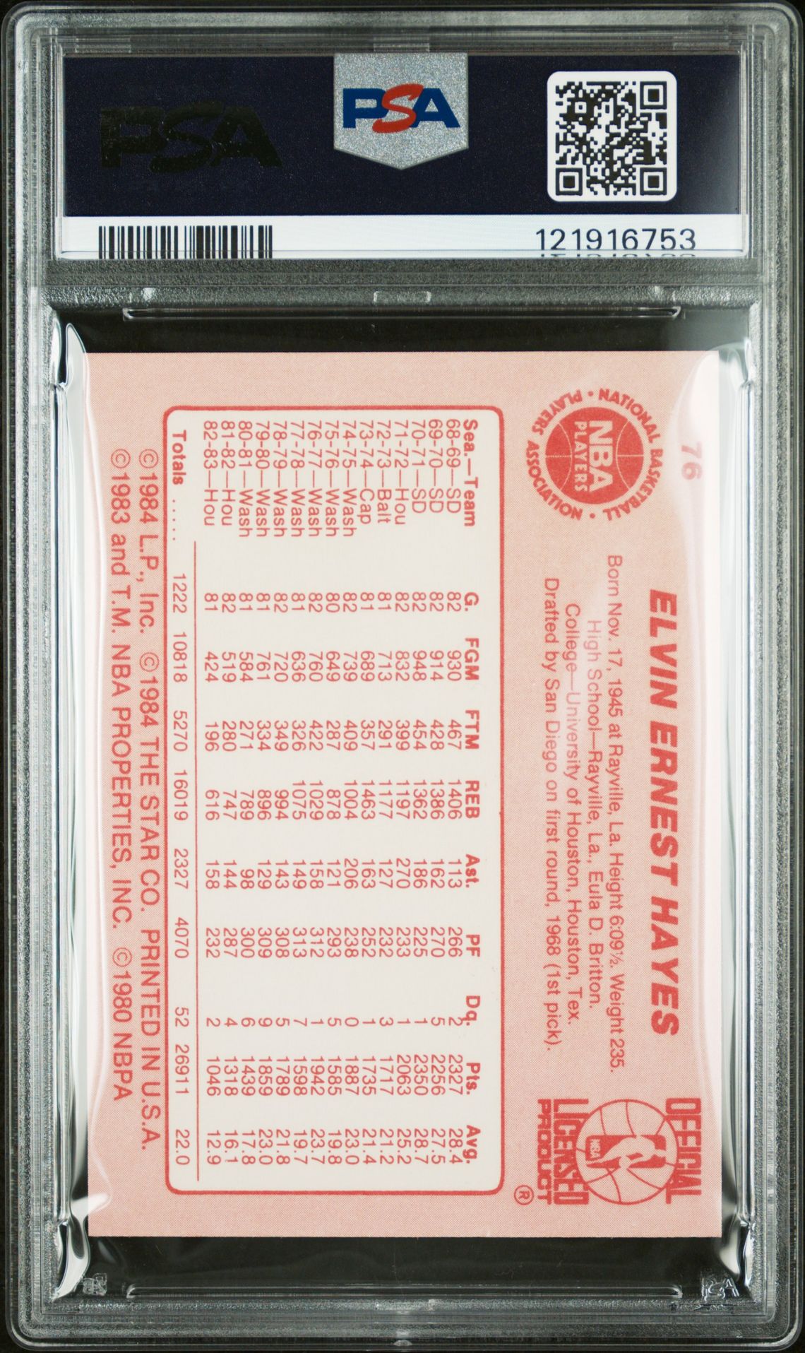 1983-84 Star Elvin Hayes #76 Nm 7 back