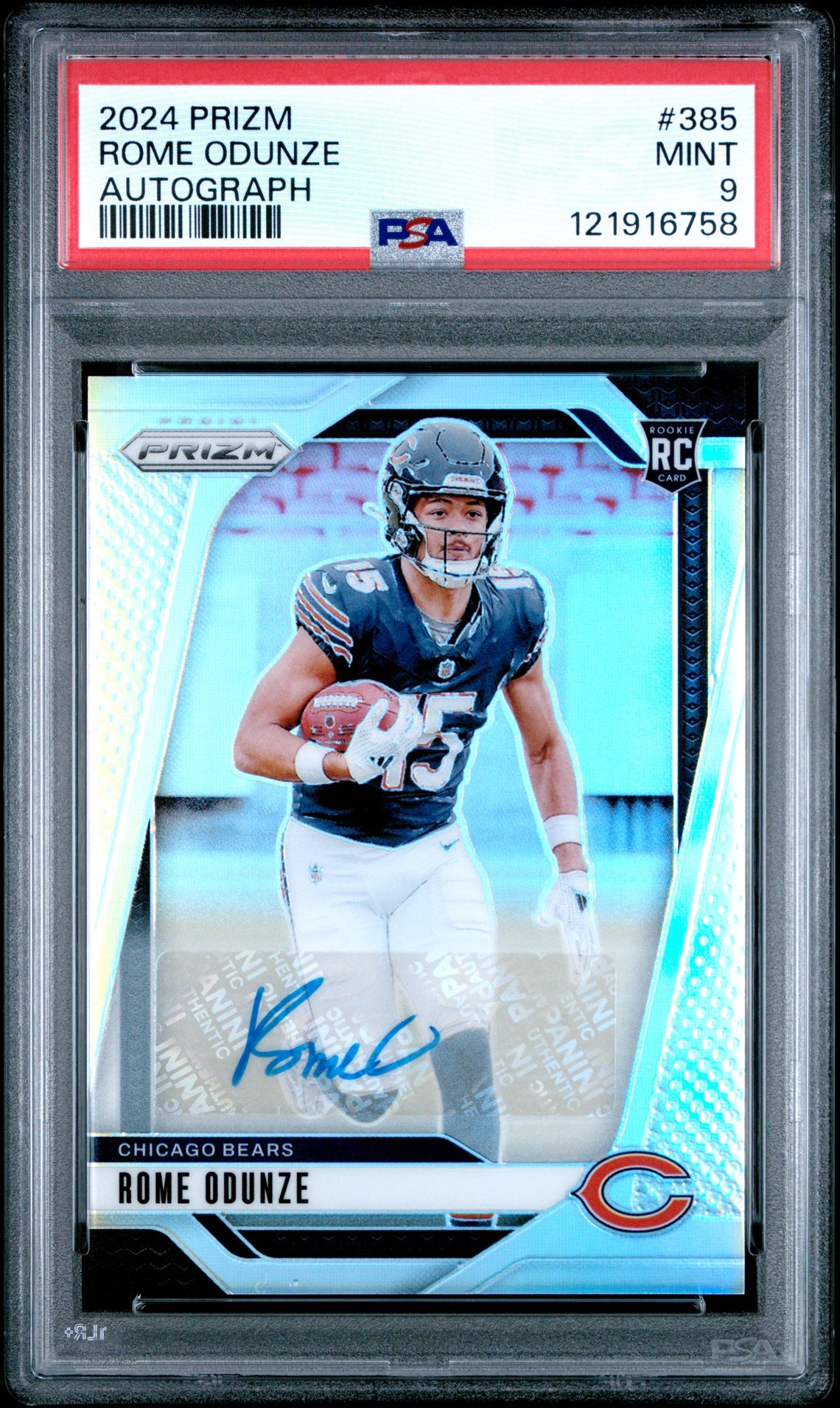 2024 Panini Prizm Rome Odunze #385 (Autograph) Mint 9 front