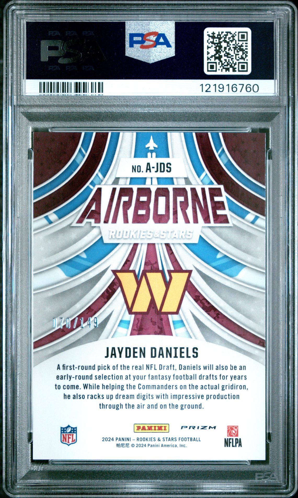 2024 Panini Rookies & Stars Airborne Jayden Daniels #Ajds (Airborne-White) Mint 9 back