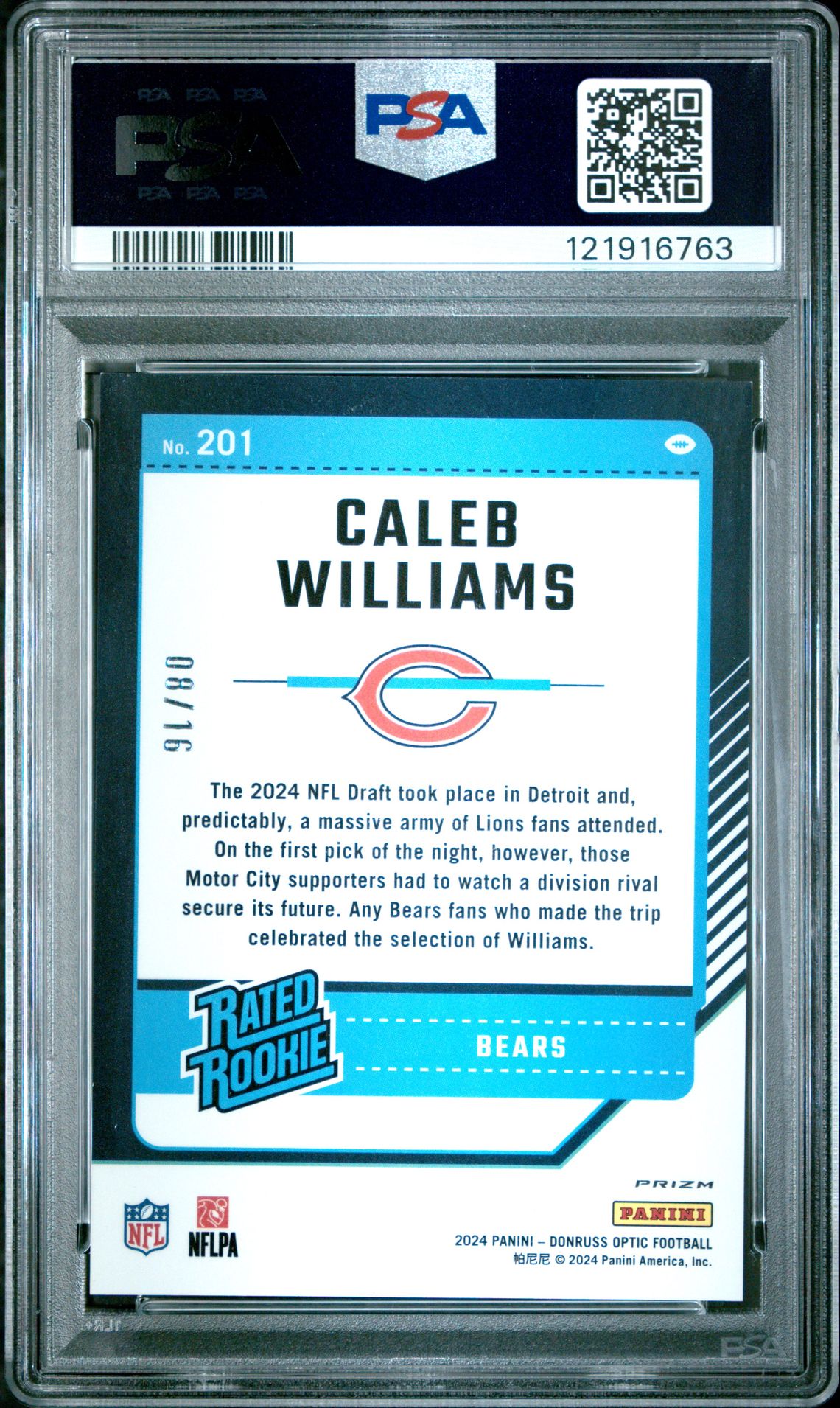 2024 Panini Donruss Optic Caleb Williams #201 (Footballs) Mint 9 back