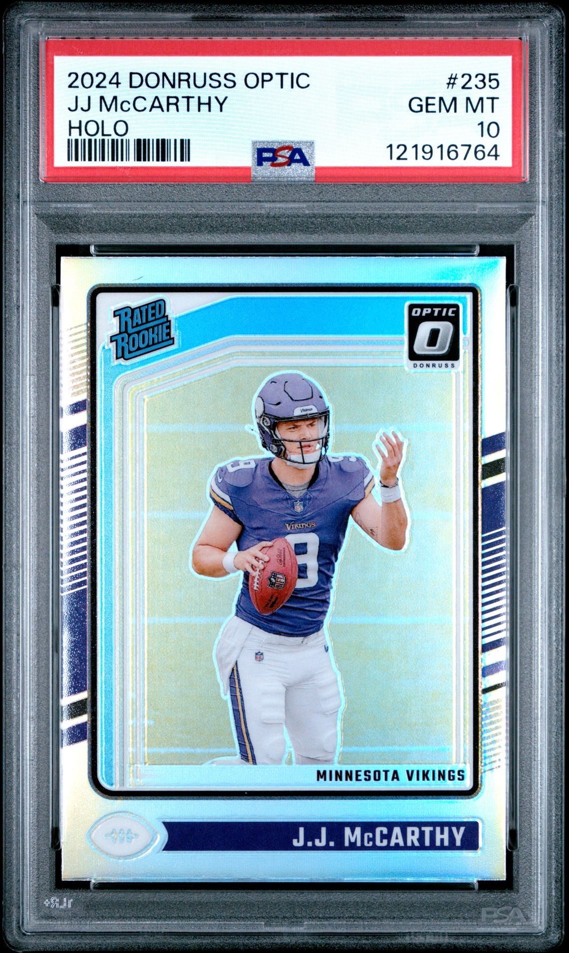 2024 Panini Donruss Optic Jj Mccarthy #235 (Holo) Gem Mt 10 front