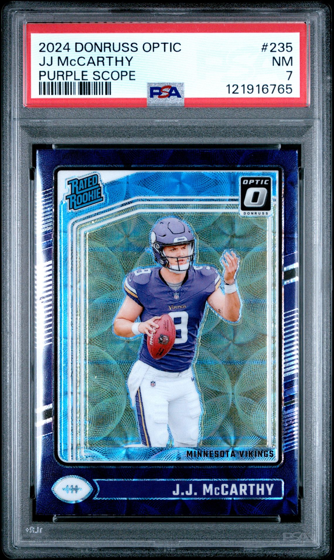 2024 Panini Donruss Optic Jj Mccarthy #235 (Purple Scope) Nm 7 front