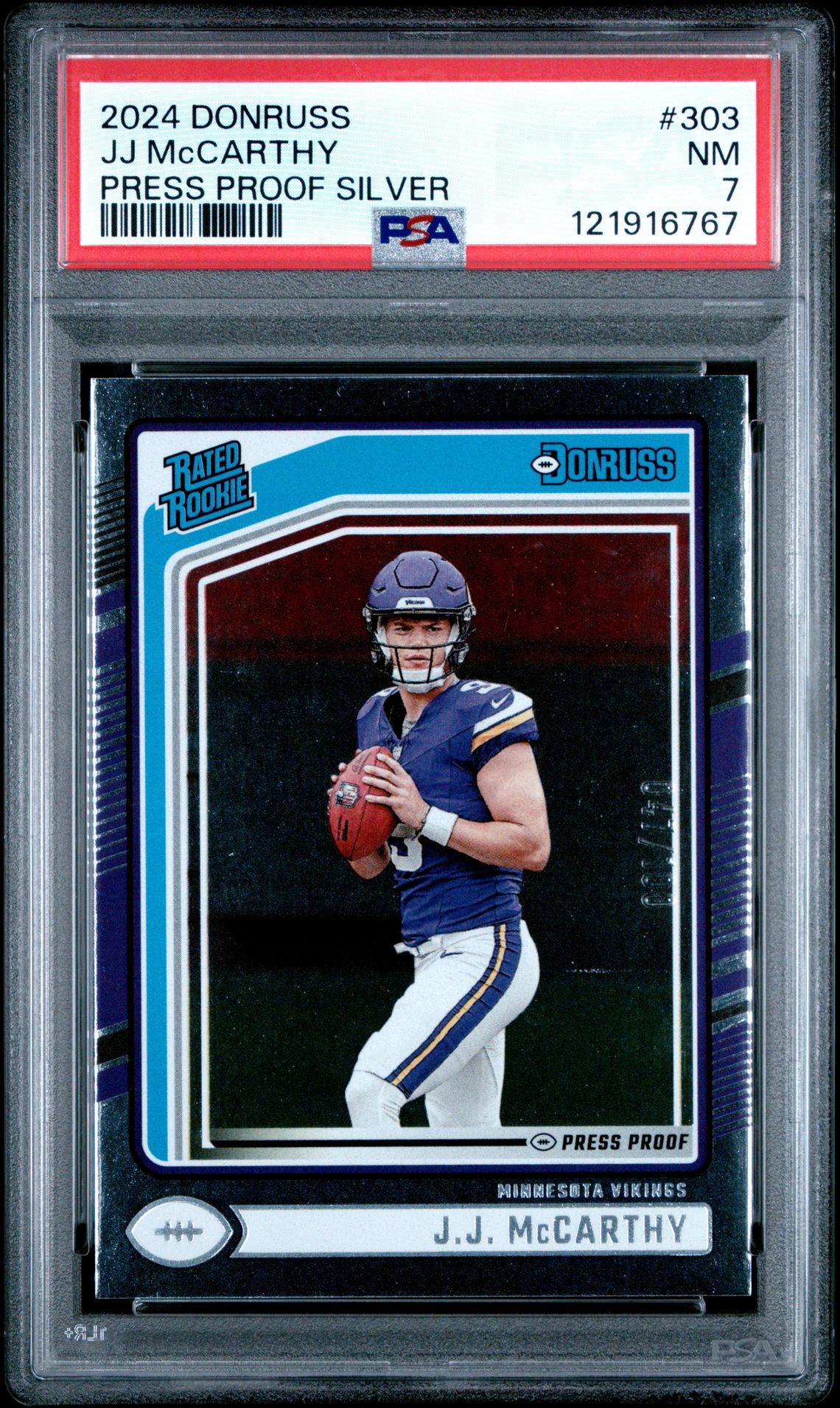 2024 Panini Donruss Jj Mccarthy #303 (Press Proof Silver) Nm 7 front