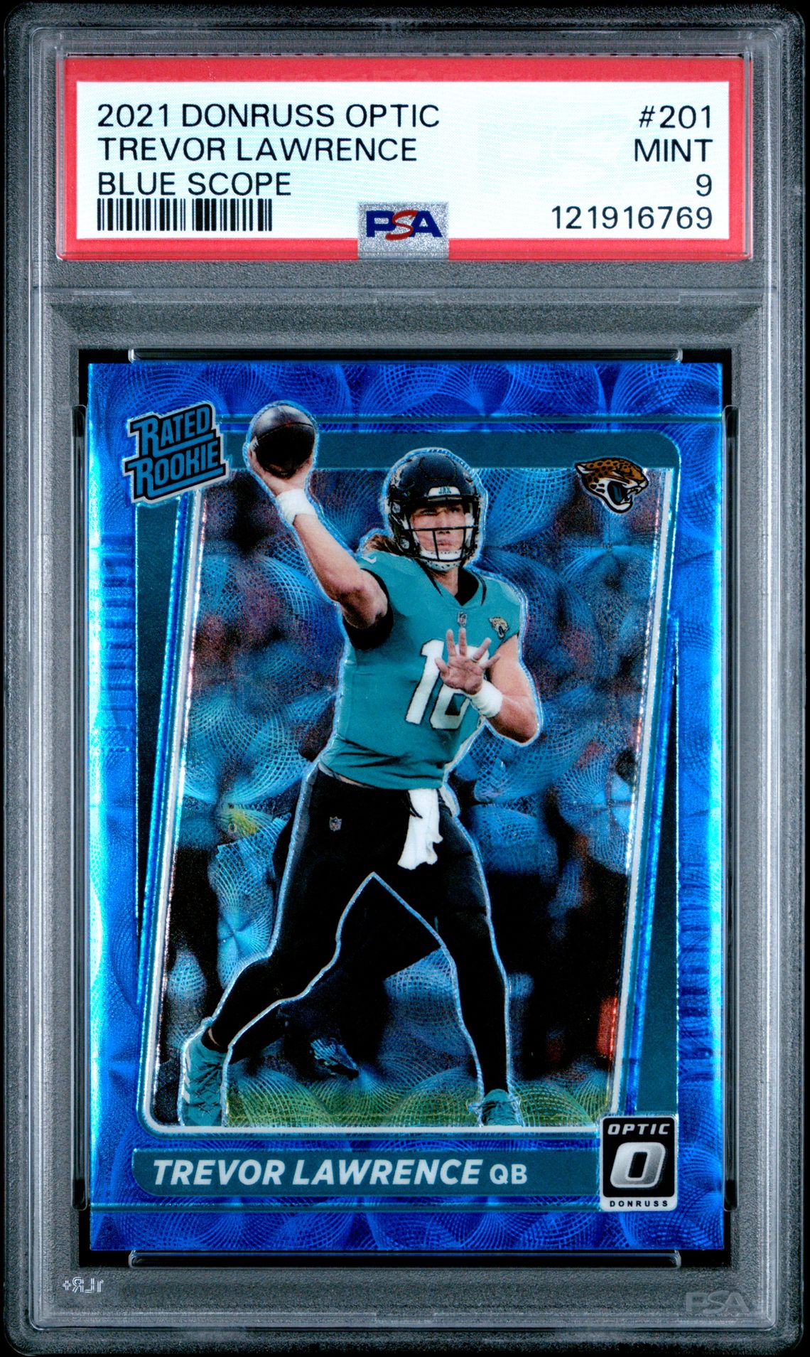 2021 Panini Donruss Optic Trevor Lawrence #201 (Blue Scope) Mint 9 front