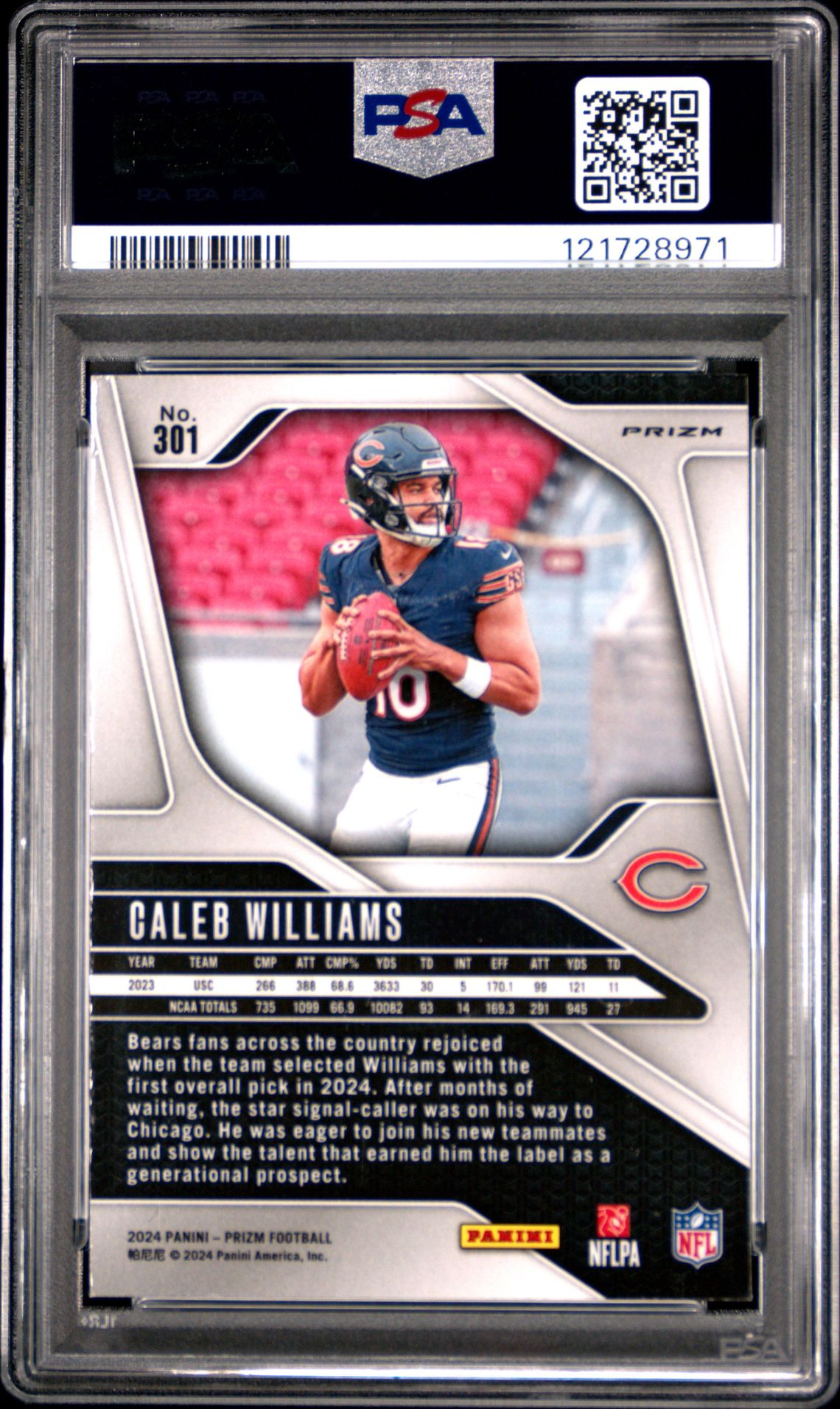 2024 Panini Prizm Caleb Williams #301 (Green Wave) Nm-Mt 8 back
