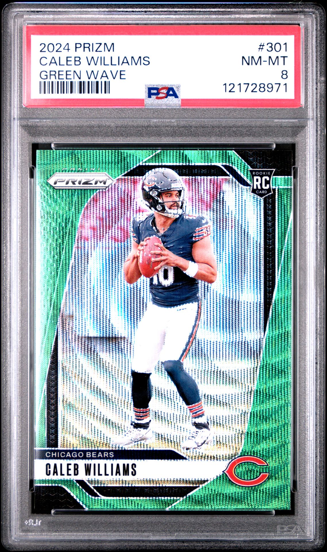 2024 Panini Prizm Caleb Williams #301 (Green Wave) Nm-Mt 8 front