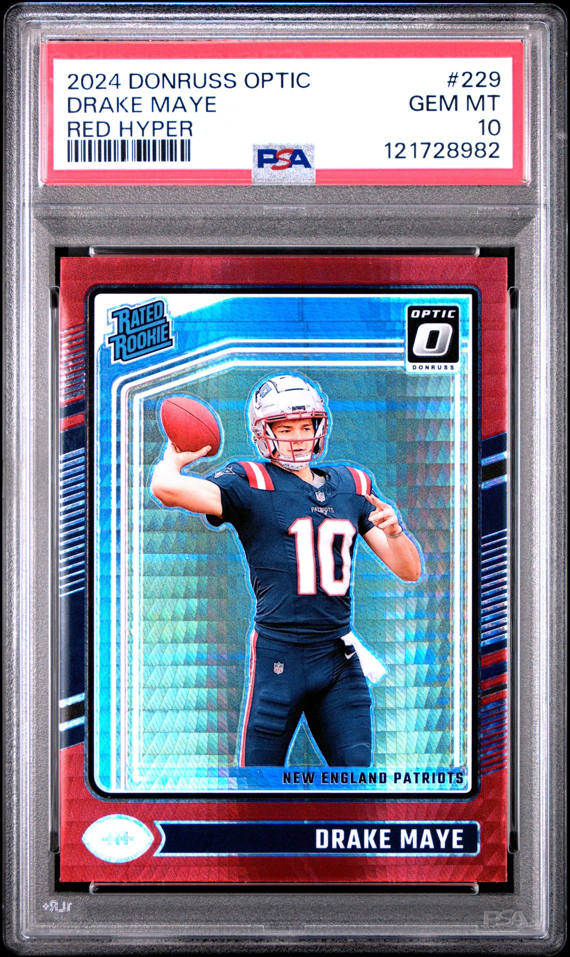 2024 Panini Donruss Optic Drake Maye #229 (Red Hyper) Gem Mt 10 front