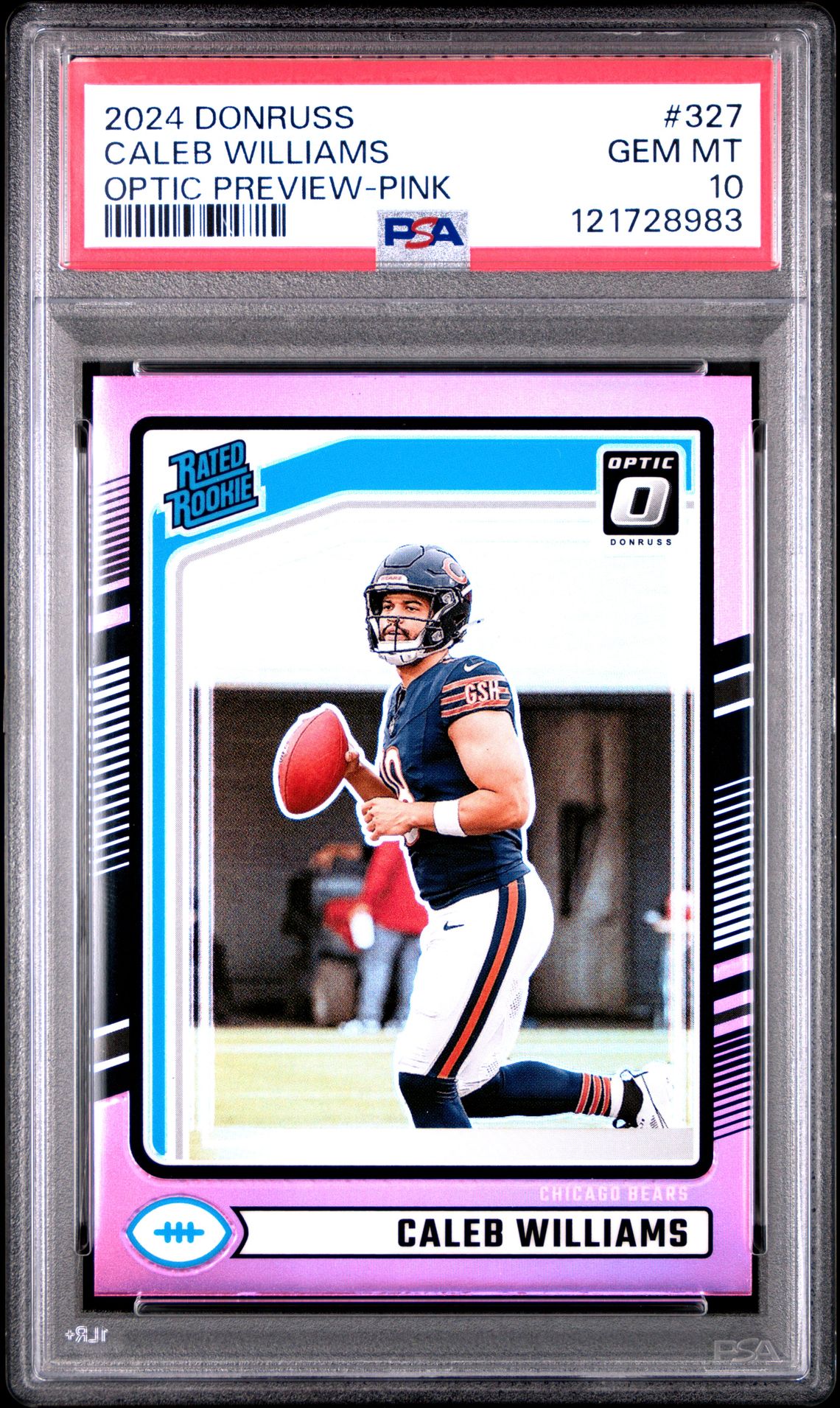 2024 Panini Donruss Caleb Williams #327 (Optic Preview-Pink) Gem Mt 10 front