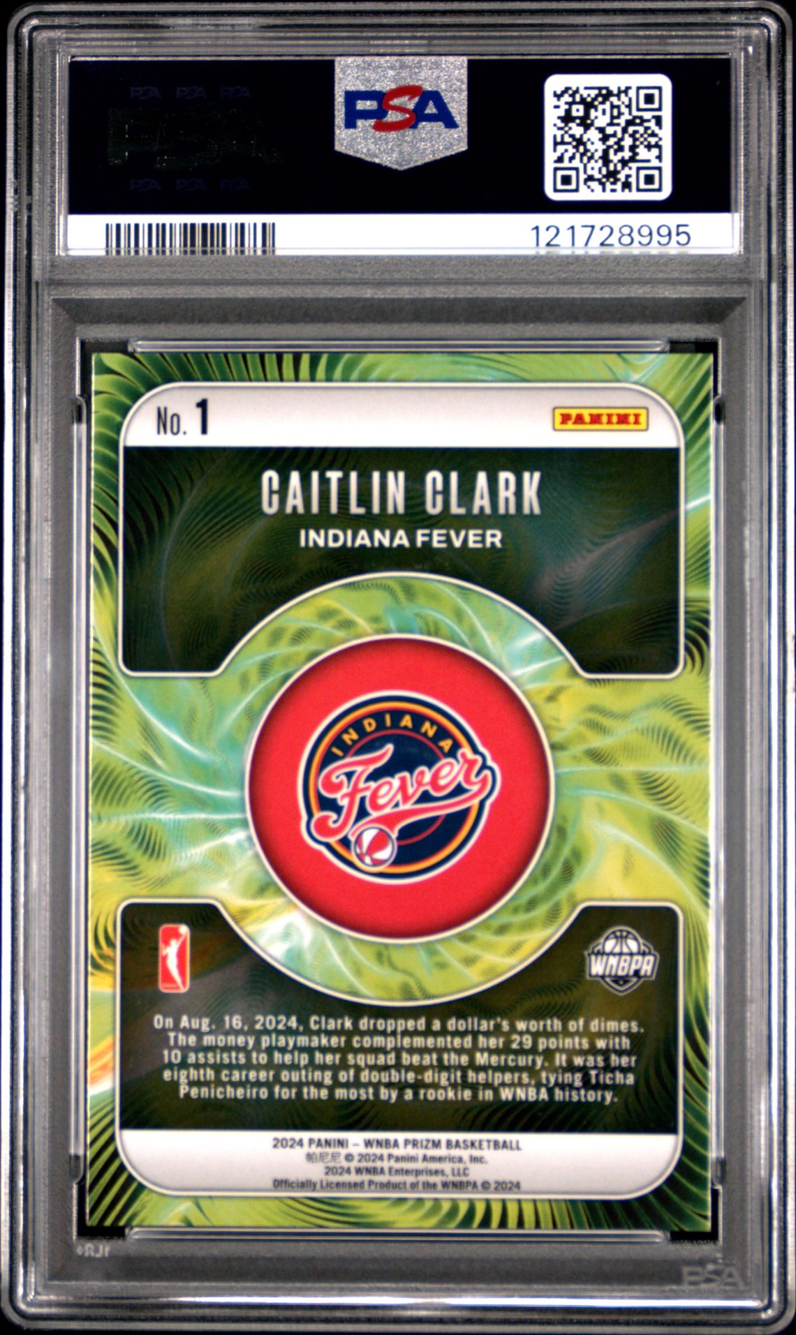 2024 Panini Prizm Wnba Fractal Caitlin Clark #1 Gem Mt 10 back