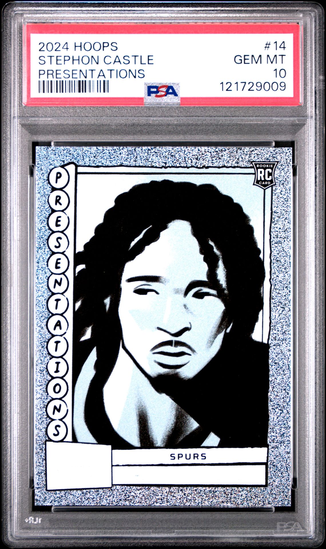 2024 Panini Nba Hoops Presentations Stephon Castle #14 Gem Mt 10 front