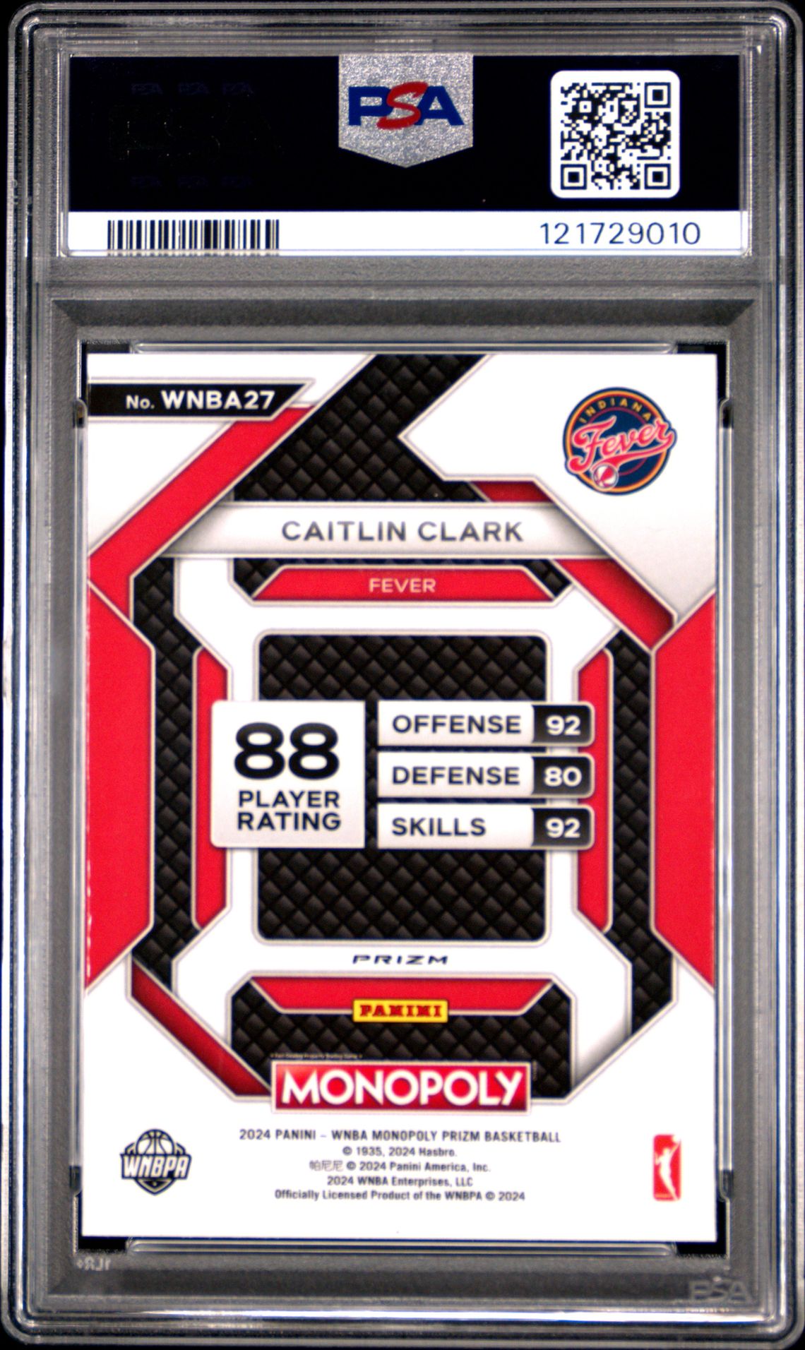 2024 Panini Prizm Monopoly Wnba Insert Caitlin Clark #27 (Insert-Silver Prizm) Mint 9 back