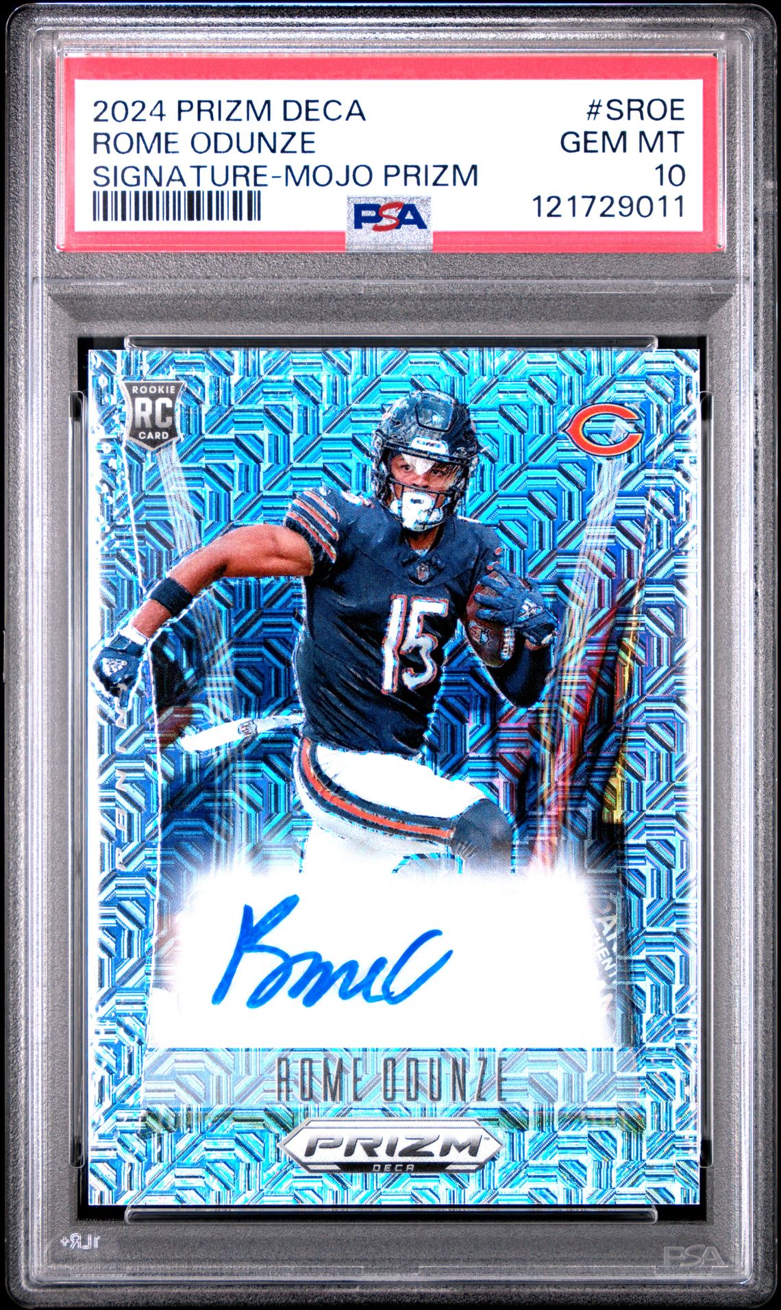 2024 Panini Prizm Deca Signatures Rome Odunze #Sroe (Signature-Mojo Prizm) Gem Mt 10 front