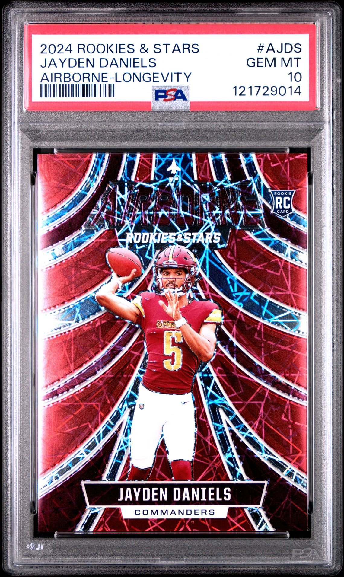 2024 Panini Rookies & Stars Airborne Jayden Daniels #Ajds (Airborne-Longevity) Gem Mt 10 front
