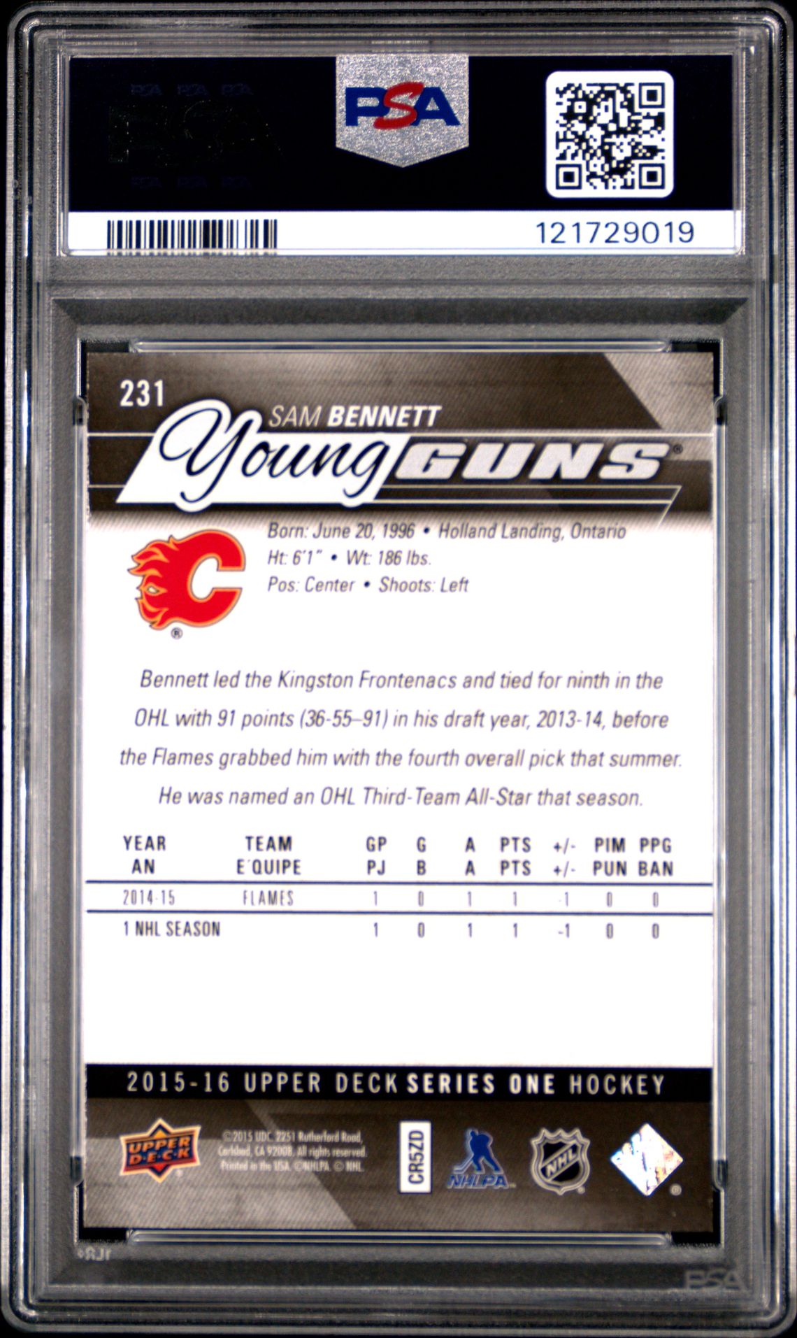 2015 Upper Deck Sam Bennett #231 Mint 9 back