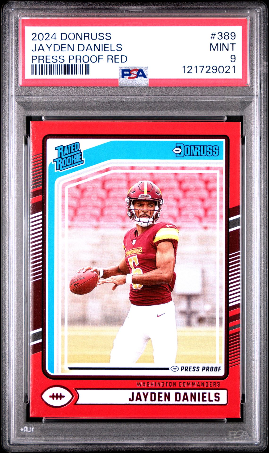2024 Panini Donruss Jayden Daniels #389 (Press Proof Red) Mint 9 front