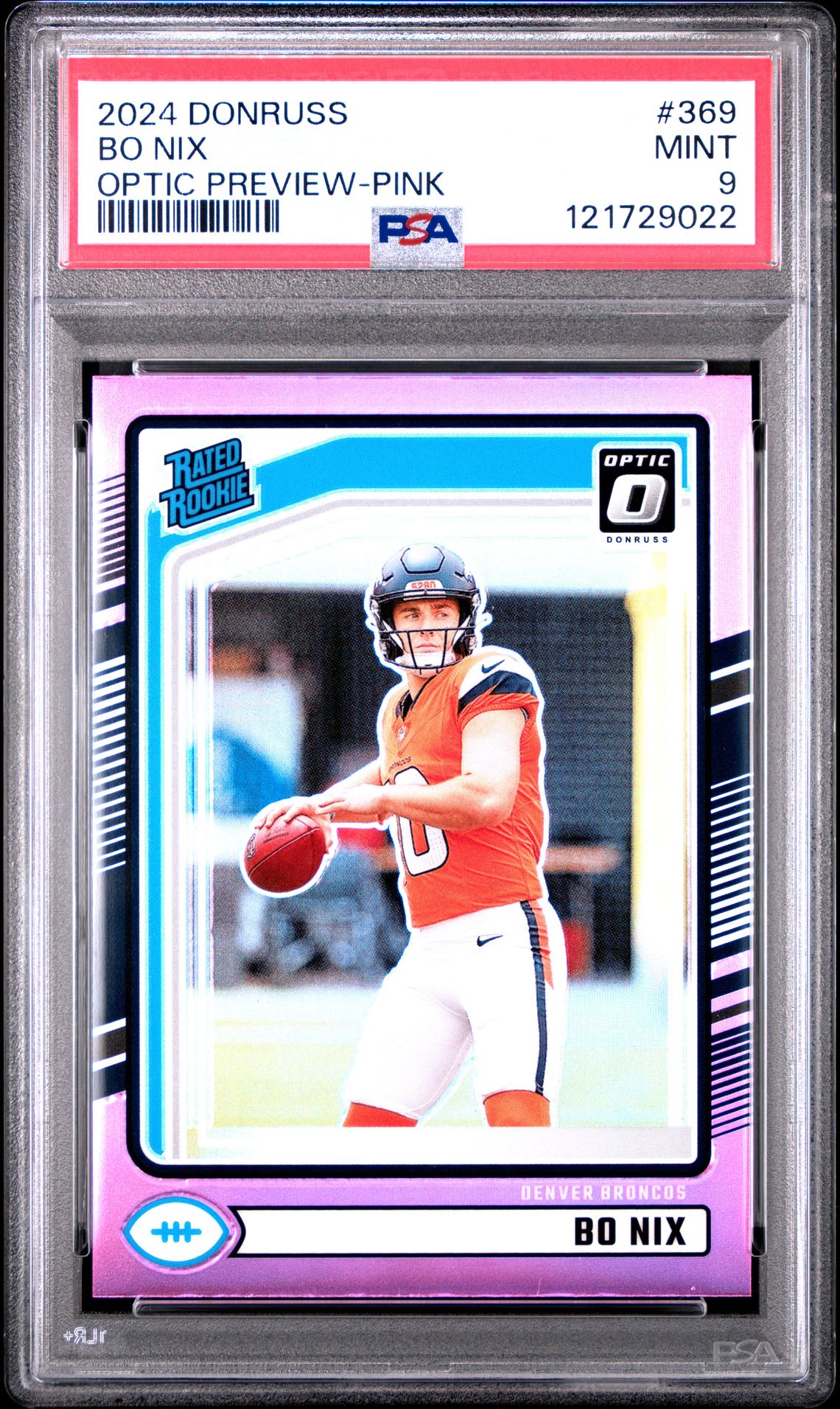 2024 Panini Donruss Bo Nix #369 (Optic Preview-Pink) Mint 9 front