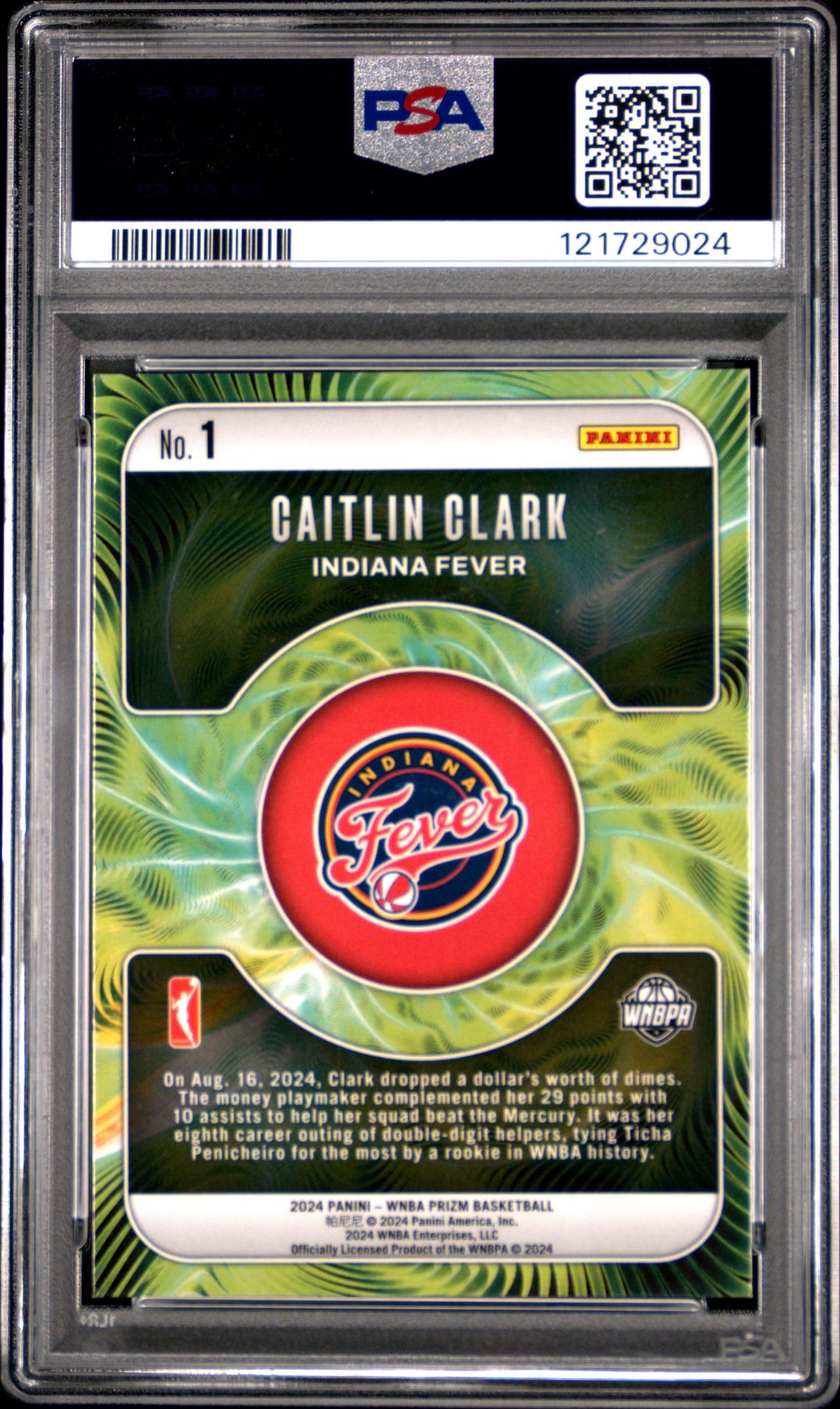 2024 Panini Prizm Wnba Fractal Caitlin Clark #1 Mint 9 back