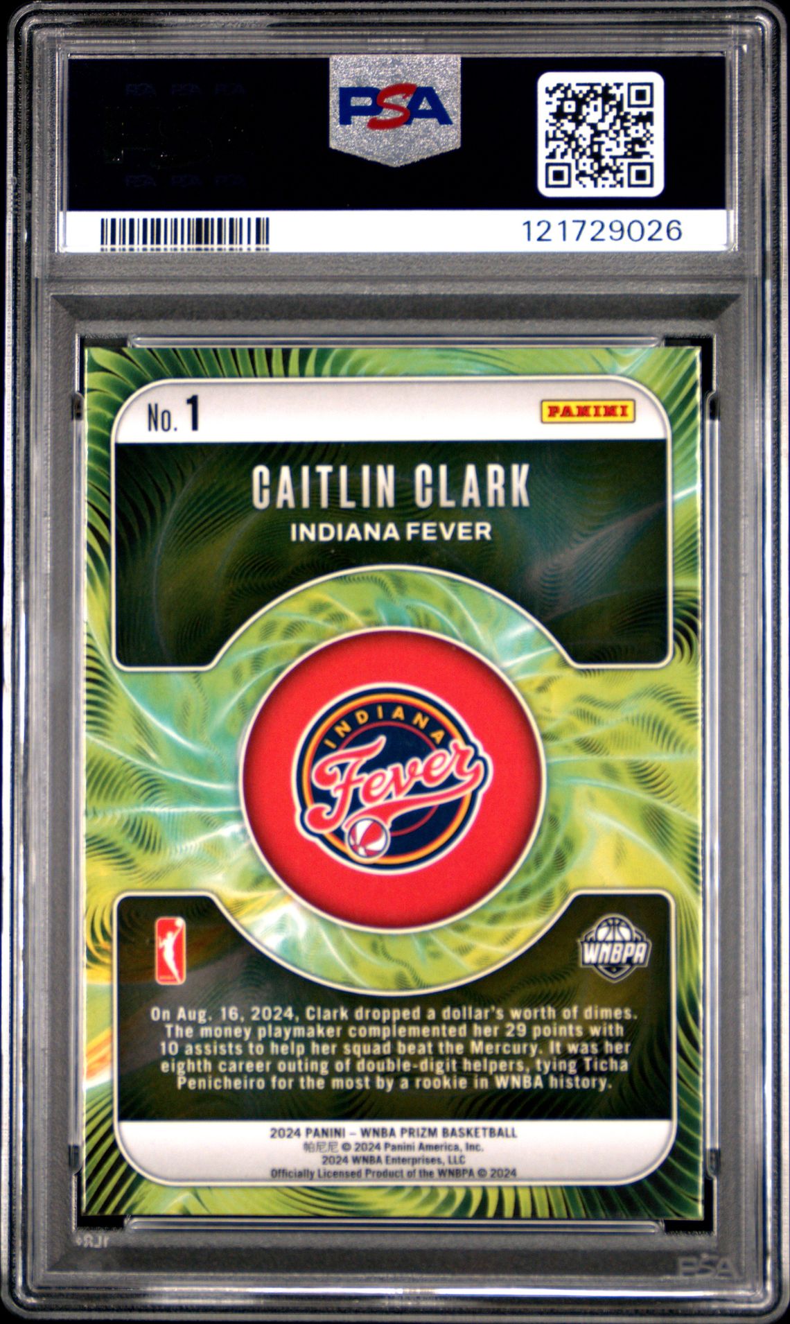 2024 Panini Prizm Wnba Fractal Caitlin Clark #1 Mint 9 back