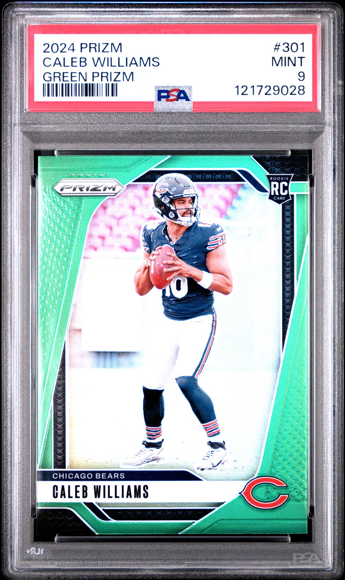 2024 Panini Prizm Caleb Williams #301 (Green Prizm) Mint 9 front
