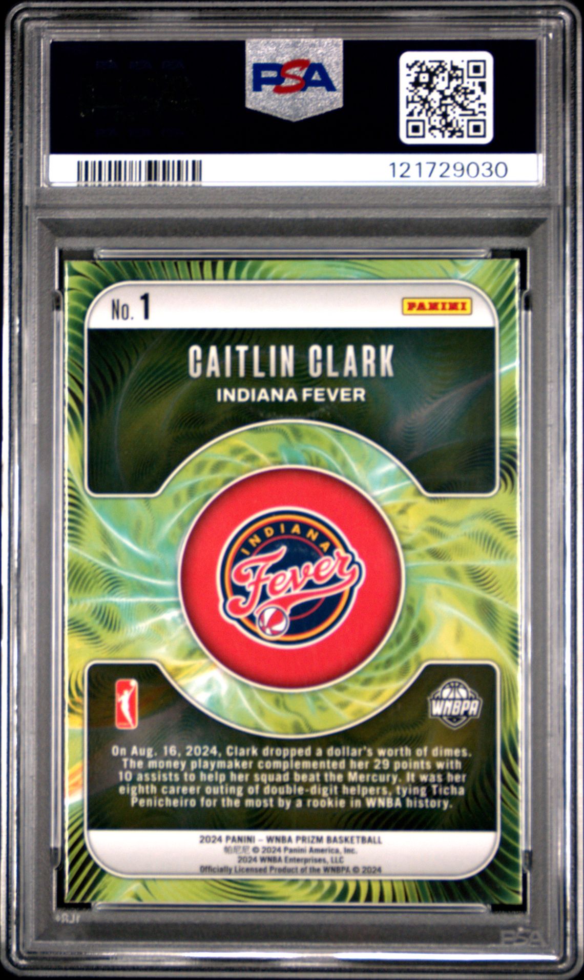 2024 Panini Prizm Wnba Fractal Caitlin Clark #1 Mint 9 back