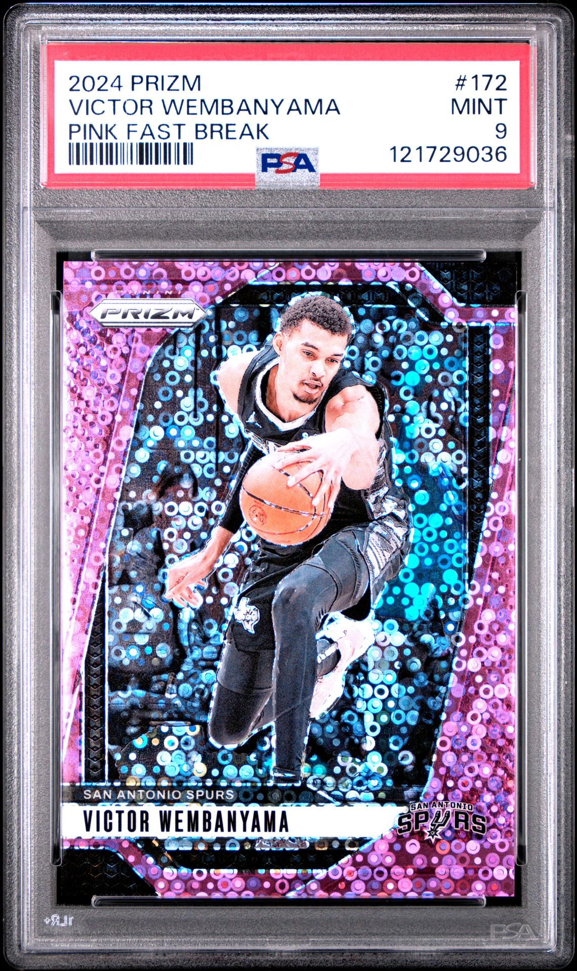 2024 Panini Prizm Victor Wembanyama #172 (Pink Fast Break) Mint 9 front