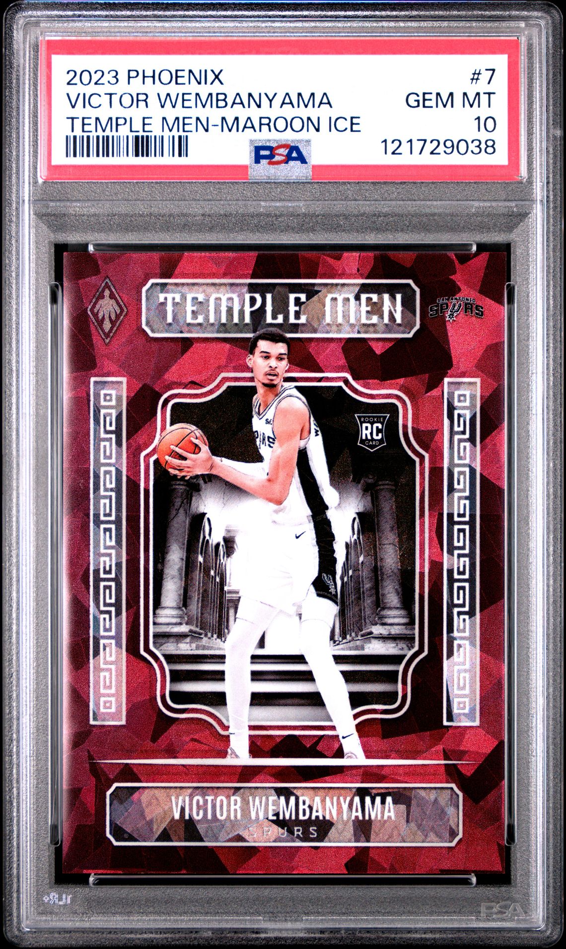 2023 Panini Phoenix Temple Men Victor Wembanyama #7 (Temple Men-Maroon Ice) Gem Mt 10 front