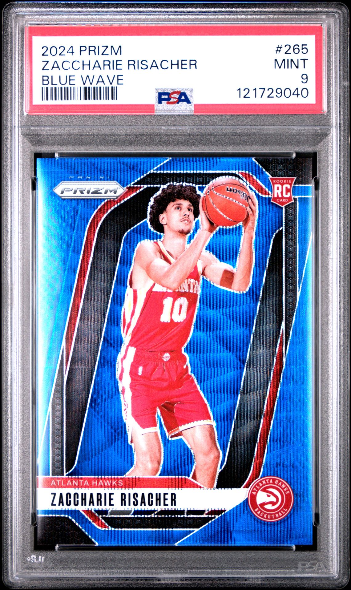 2024 Panini Prizm Zaccharie Risacher #265 (Blue Wave) Mint 9 front