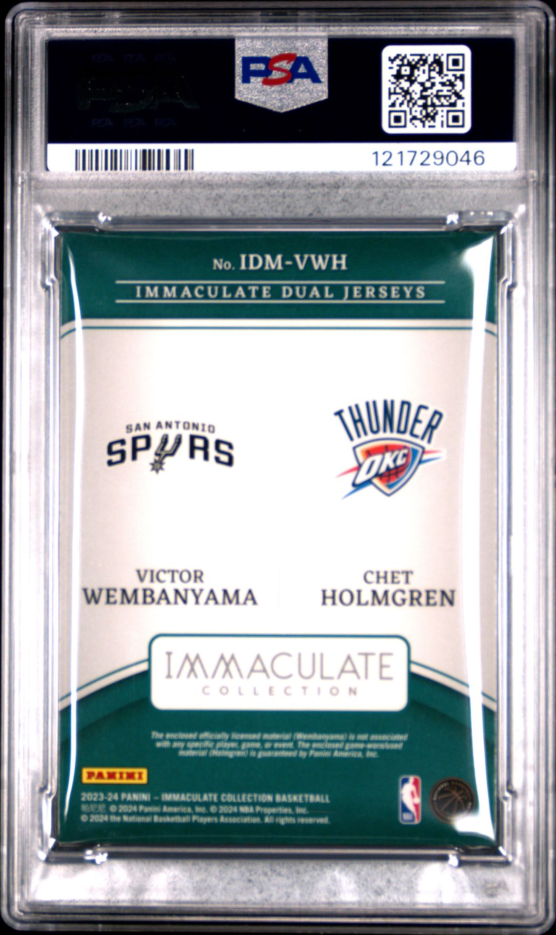 2023 Panini Immaculate Collection Immaculate Dual Memorabilia Holmgren/Wembanyama #Idmvwh Nm-Mt 8 back