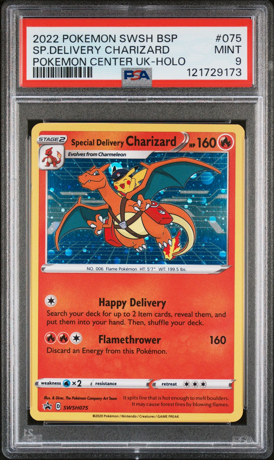2022 Pokemon Swsh Black Star Promo Sp.delivery Charizard #075 (Pokemon Center Uk-Holo) Mint 9 front