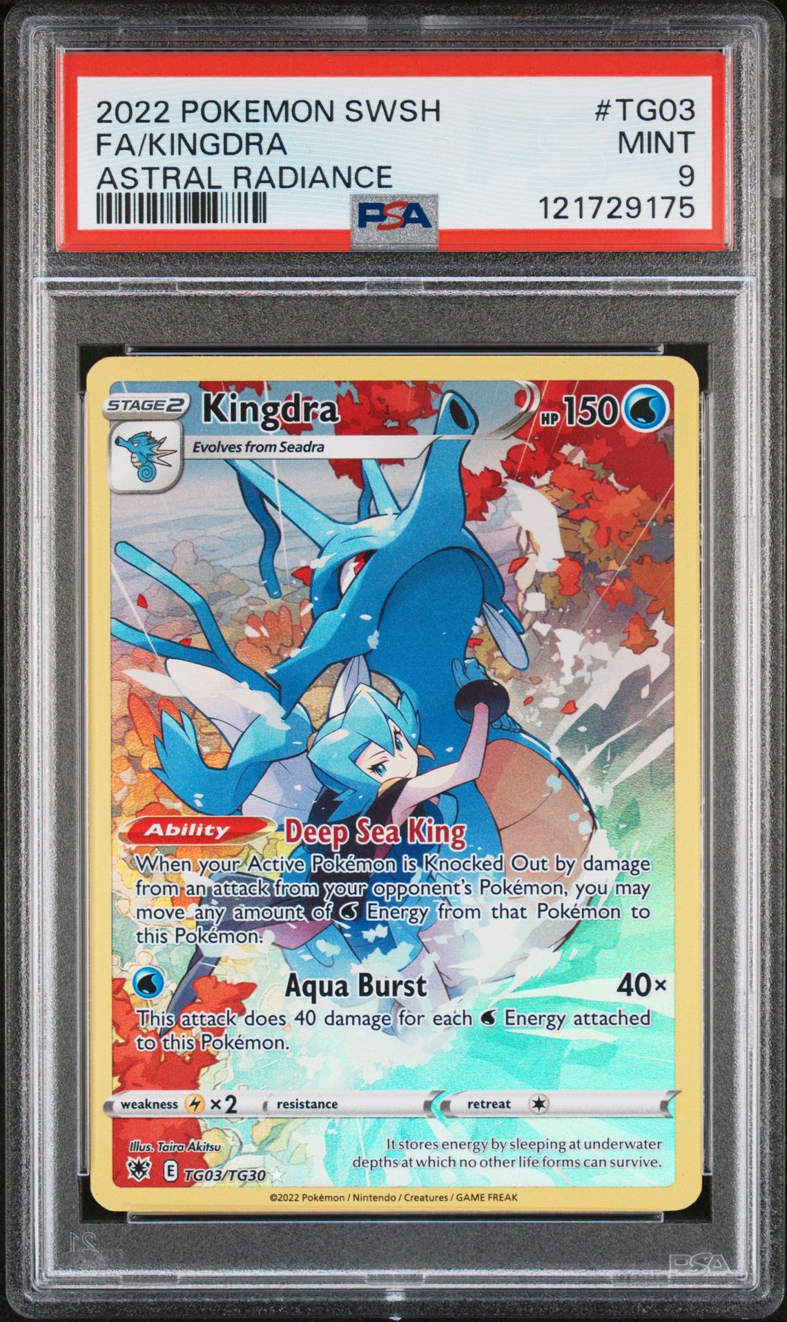 2022 Pokemon Sword & Shield Astral Radiance Fa/Kingdra #Tg03 (Astral Radiance) Mint 9 front
