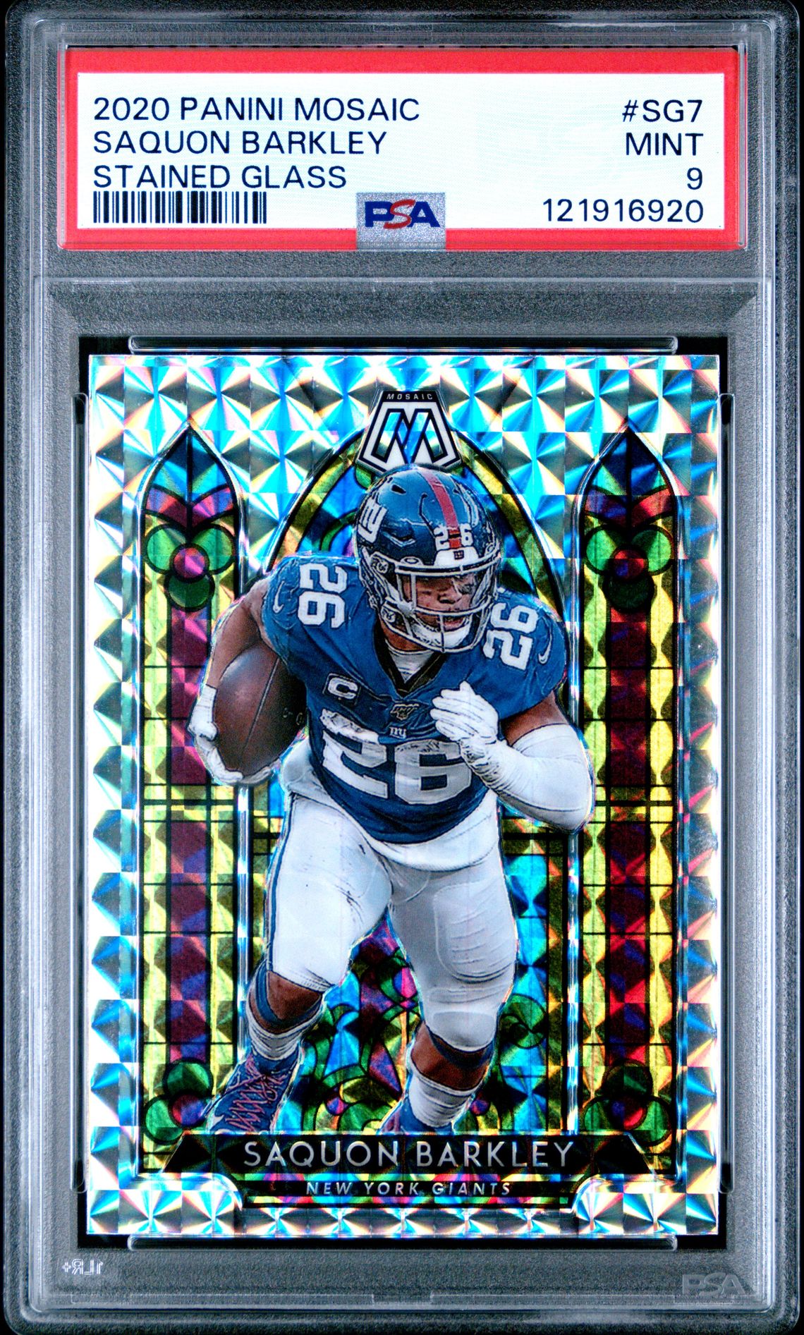 2020 Panini Mosaic Stained Glass Saquon Barkley #Sg7 (Stained Glass) Mint 9 front