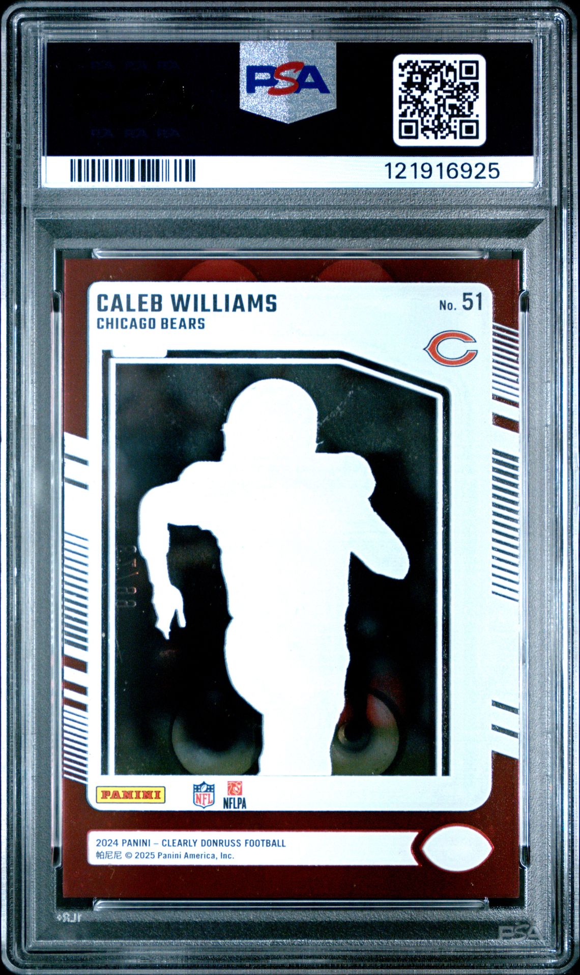 2024 Panini Clearly Donruss Caleb Williams #51 (Red) Mint 9 back