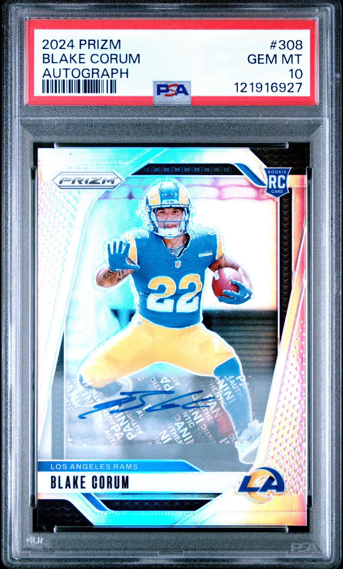 2024 Panini Prizm Blake Corum #308 (Autograph) Gem Mt 10 front