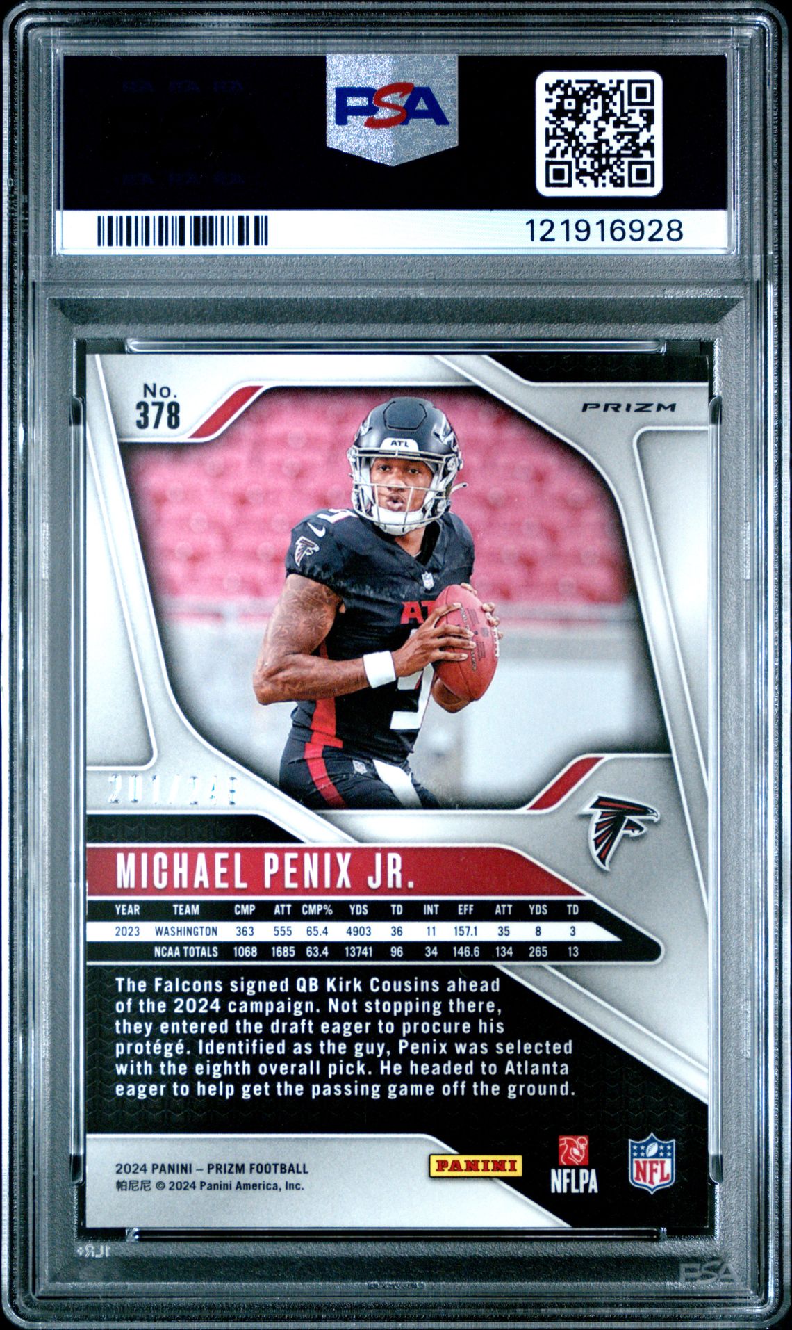 2024 Panini Prizm Michael Penix Jr. #378 (Orange Prizm) Nm-Mt 8 back