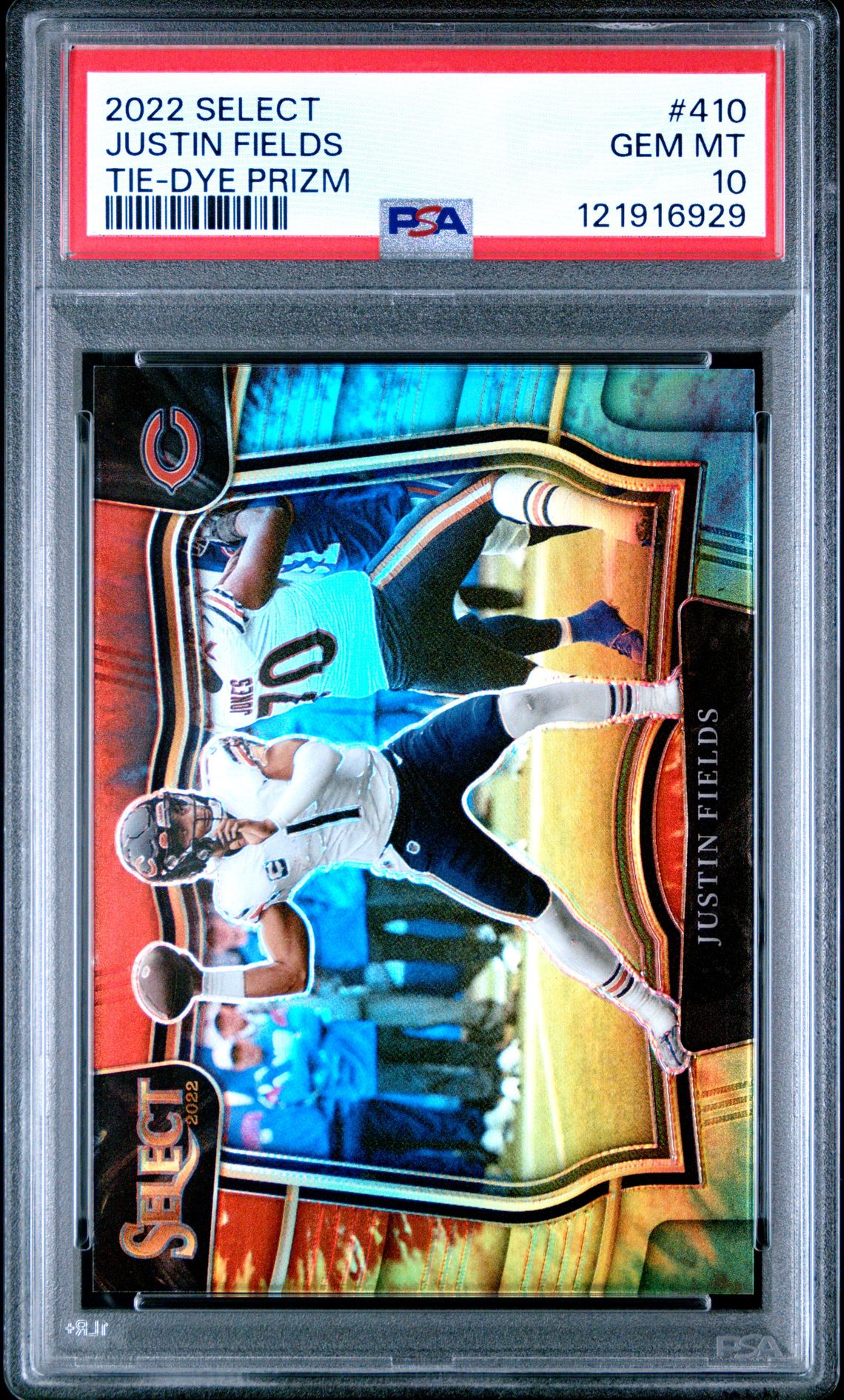 2022 Panini Select Justin Fields #410 (Tie-Dye Prizm) Gem Mt 10 front