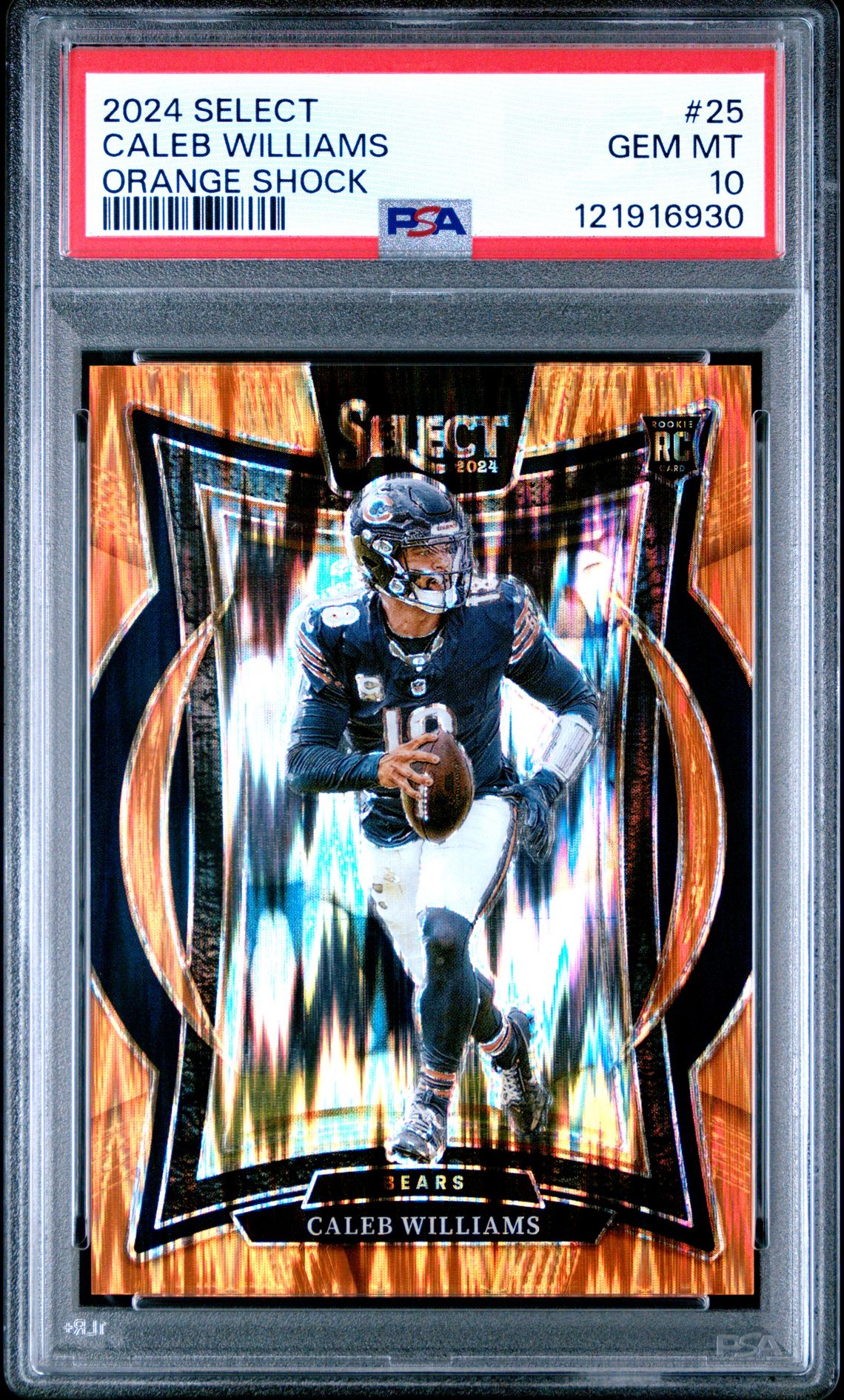 2024 Panini Select Caleb Williams #25 (Orange Shock) Gem Mt 10 front