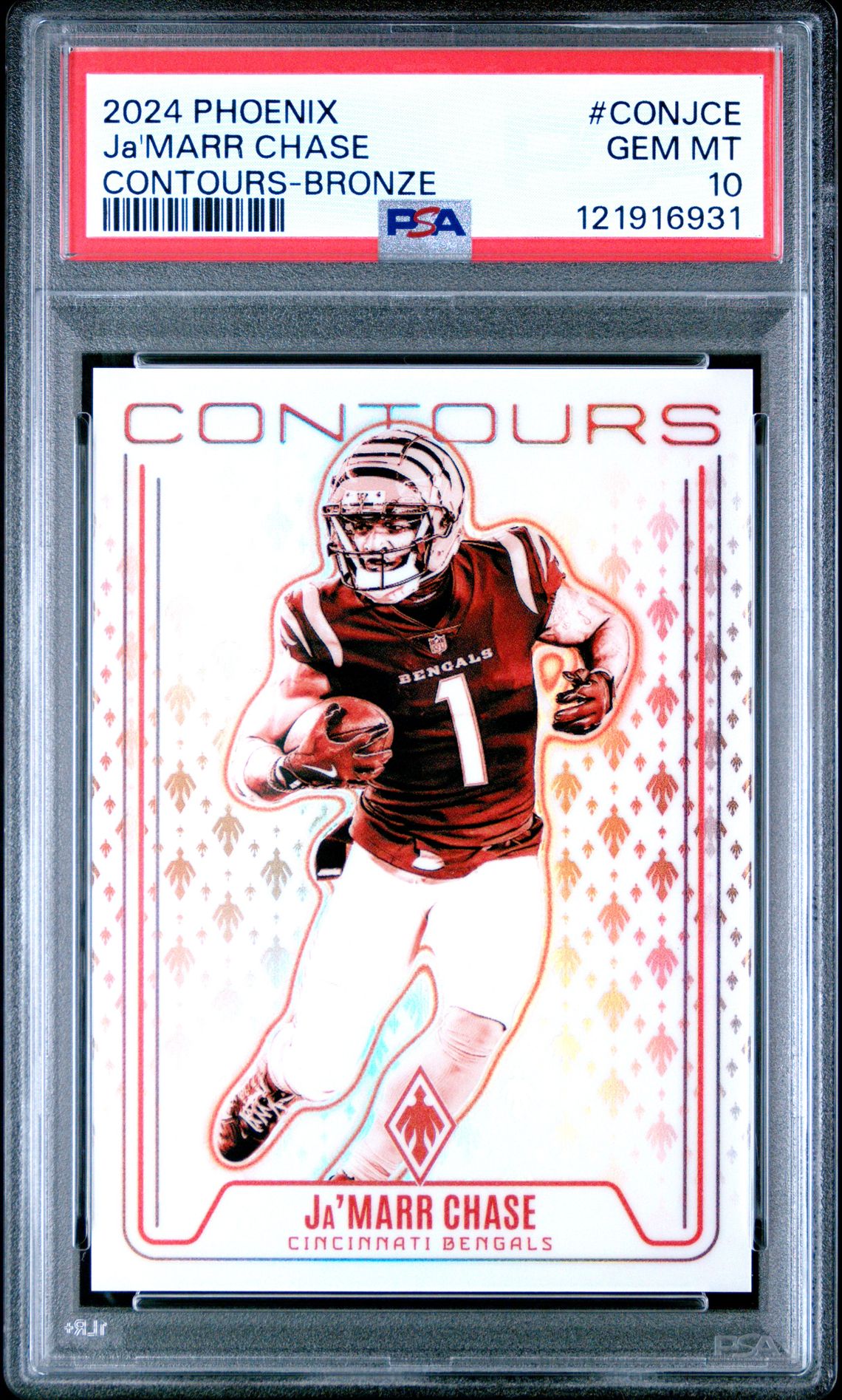 2024 Panini Phoenix Contours Ja'marr Chase #Conjce (Contours-Bronze) Gem Mt 10 front