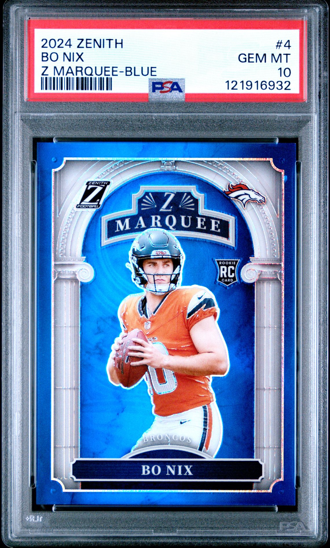 2024 Panini Zenith Z Marquee Bo Nix #4 (Z Marquee-Blue) Gem Mt 10 front