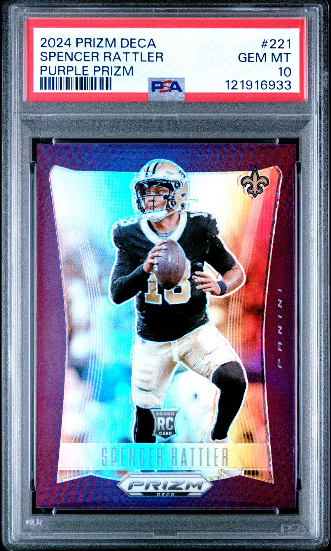 2024 Panini Prizm Deca Spencer Rattler #221 (Purple Prizm) Gem Mt 10 front
