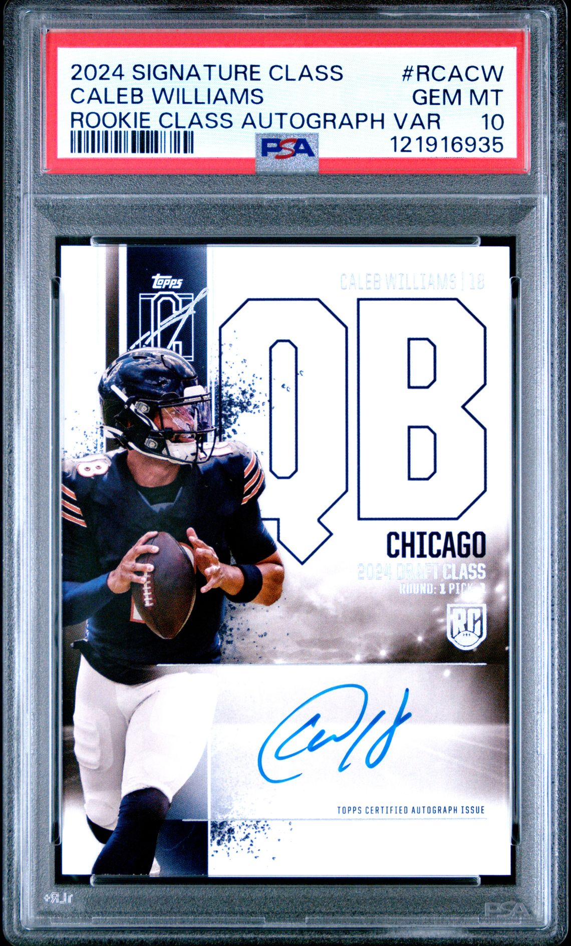 2024 Topps Signature Class Rookie Class Autograph Variation Caleb Williams #Rcacw (Rookie Class Autograph Var) Gem Mt 10 front