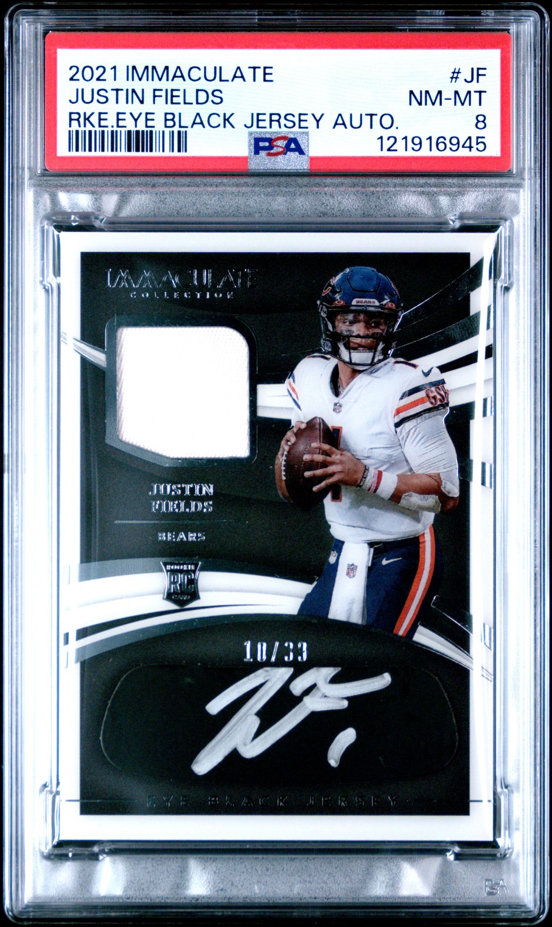 2021 Panini Immaculate Collection Rookie Eye Black Jersey Autographs Justin Fields #Jf (Rke.eye Black Jersey Auto.) Nm-Mt 8 front