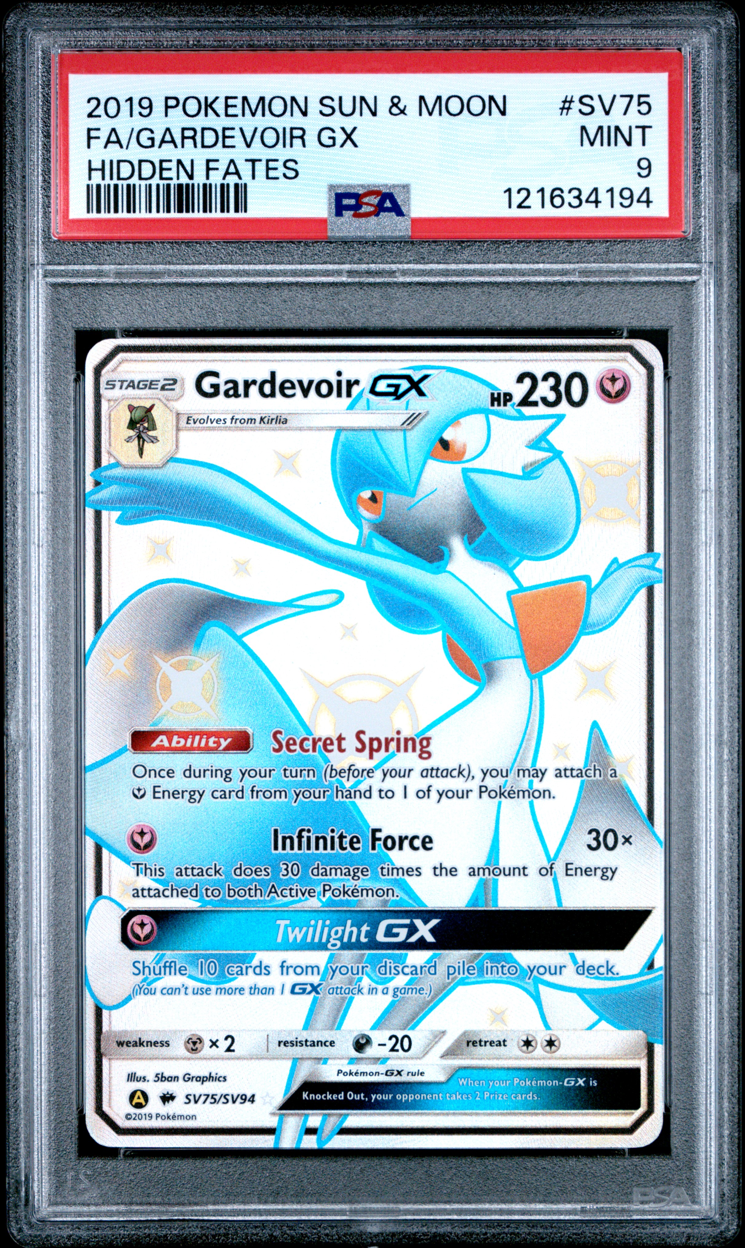 2019 #SV75 Full Art/Gardevoir GX PSA 9 Sun & Moon Hidden Fates